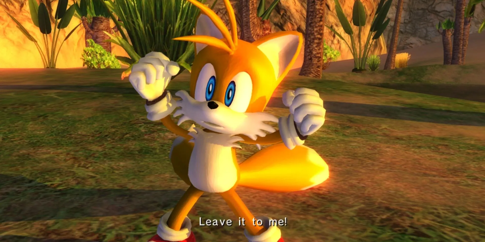 Tails, bạn đồng hành của Sonic, thể hiện vẻ tự tin trong Sonic the Hedgehog 2006