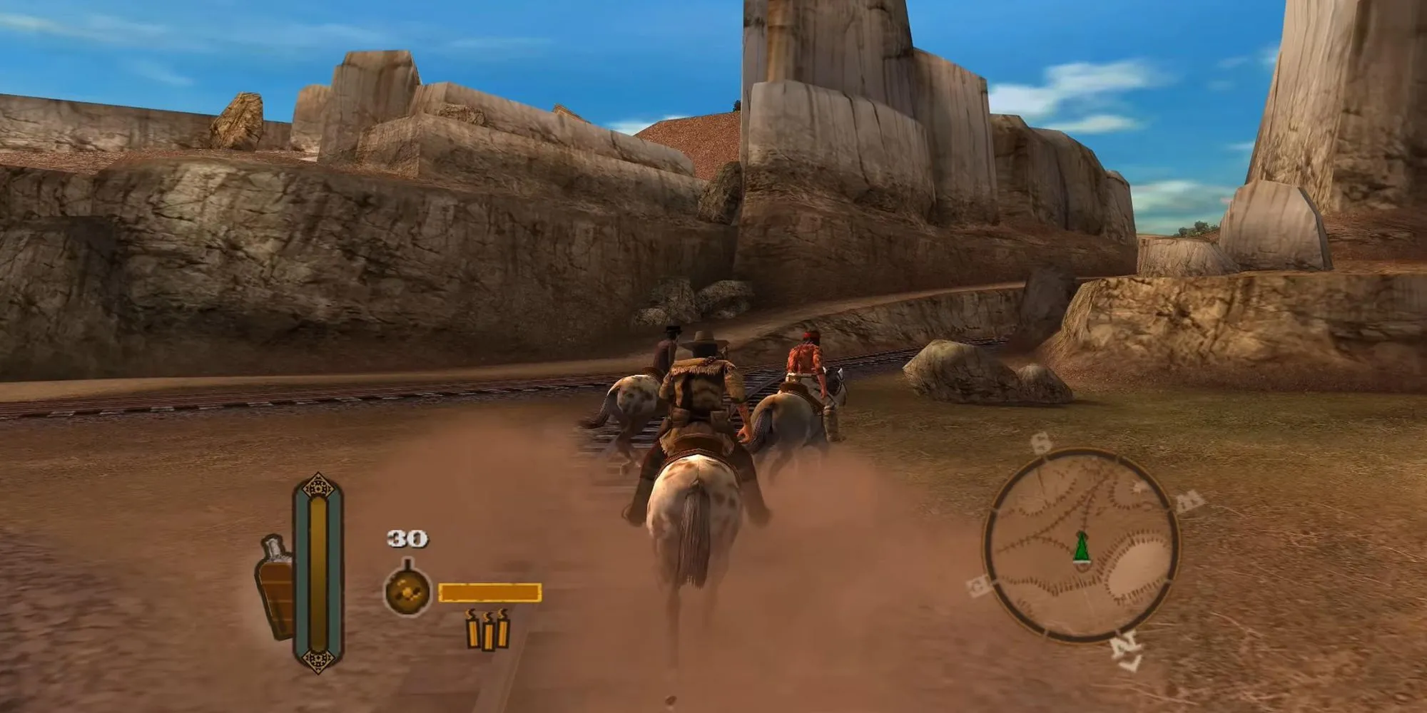 Tay súng Colton White trong game Gun PS2 với bối cảnh miền Tây hoang dã