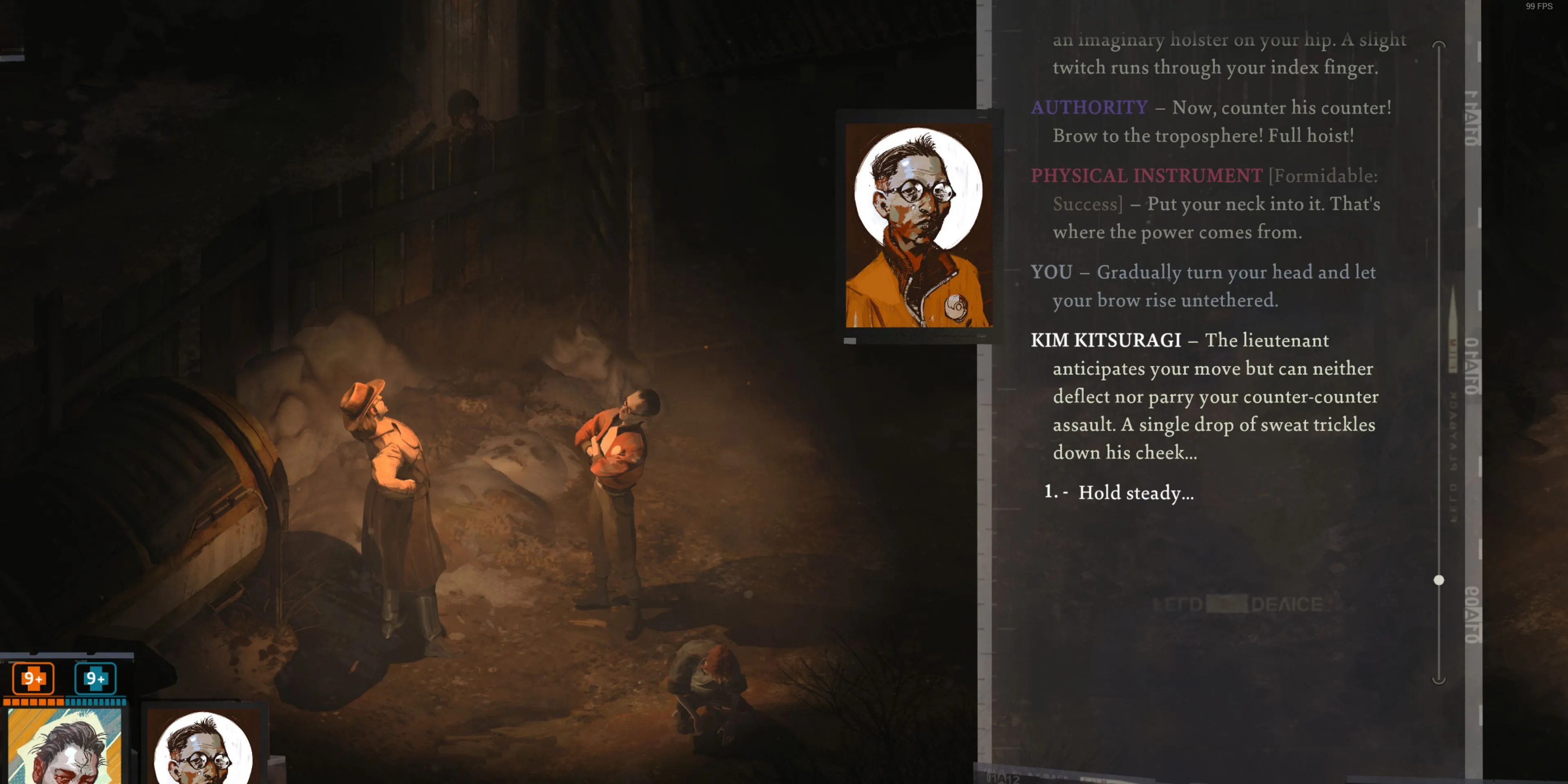 Thám tử Kim Kitsuragi và nhân vật chính trong Disco Elysium