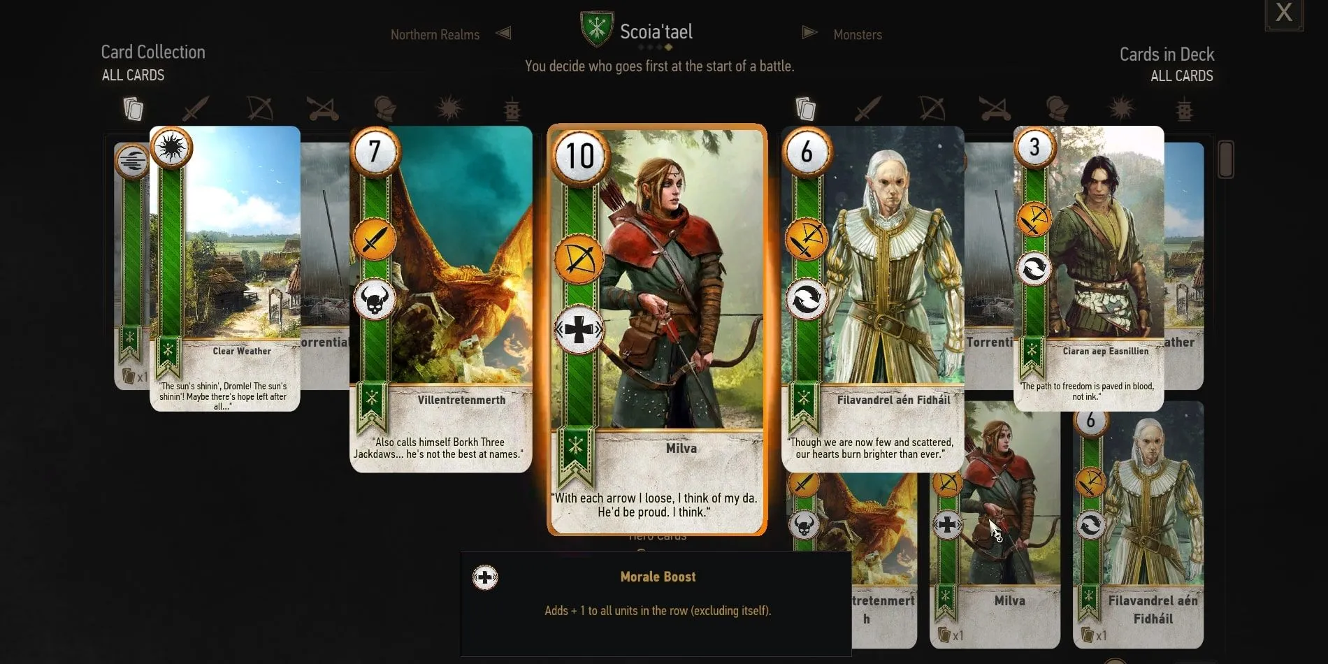 Thẻ bài Milva thuộc phe Scoia'tael trong GWENT: The Witcher Card Game