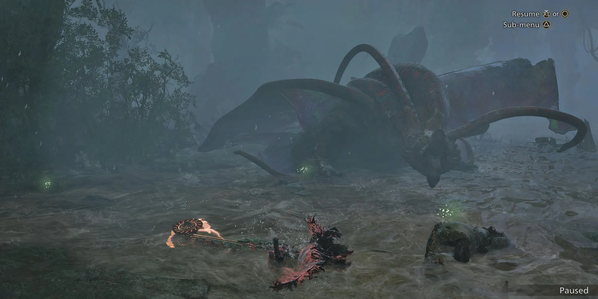 Thợ săn dũng mãnh chiến đấu với quái vật Uth Duna trong một trận săn kịch tính của Monster Hunter Wilds