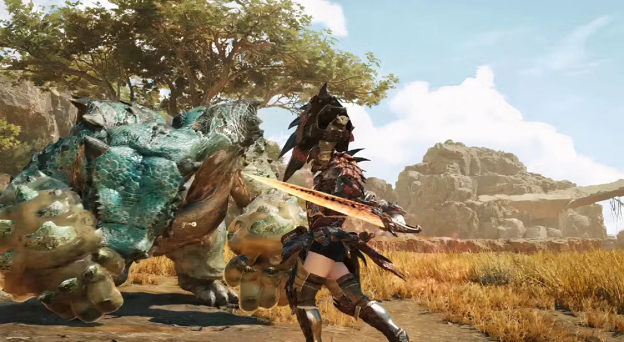Thợ săn Monster Hunter Wilds đang nghỉ ngơi bên cạnh lửa trại rực cháy, nơi các hoạt động như nấu ăn và chuẩn bị cho chuyến săn diễn ra