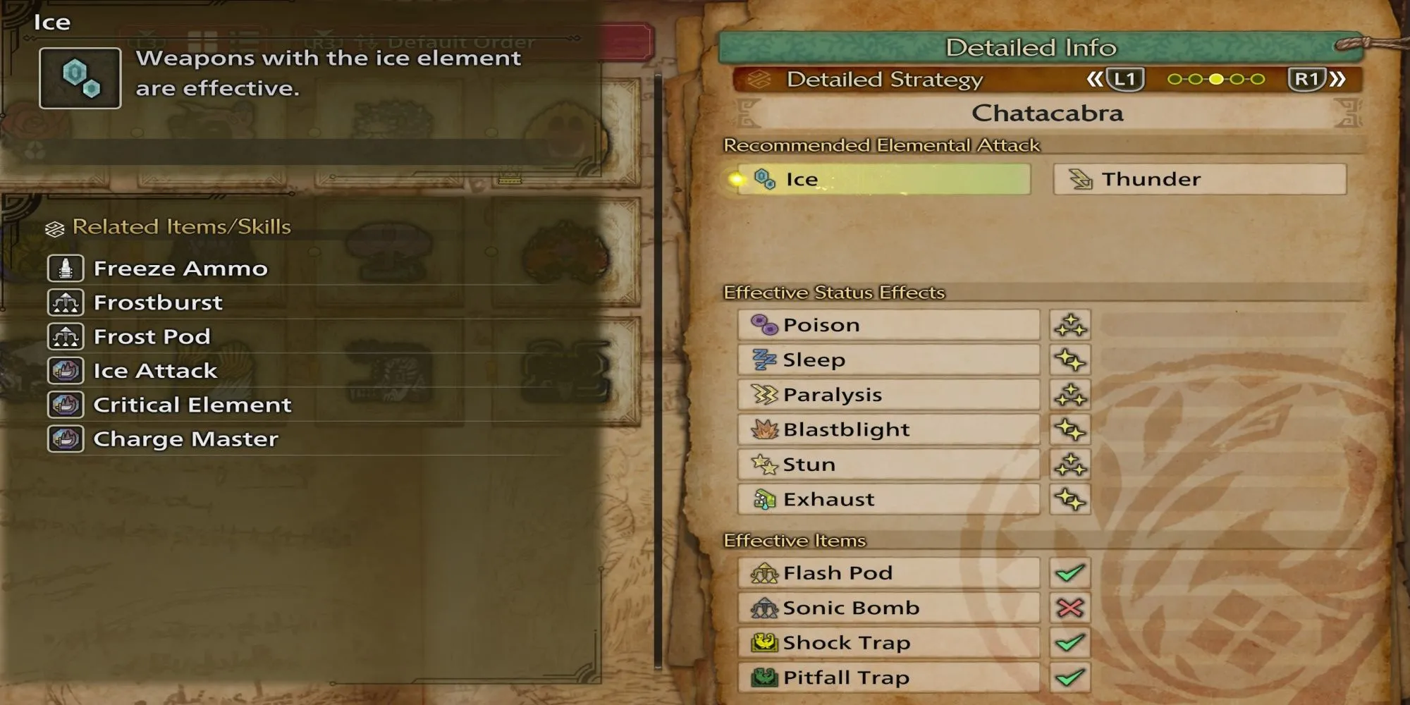 Thông tin về điểm yếu nguyên tố của quái vật Chatacabra trong Monster Hunter Wilds
