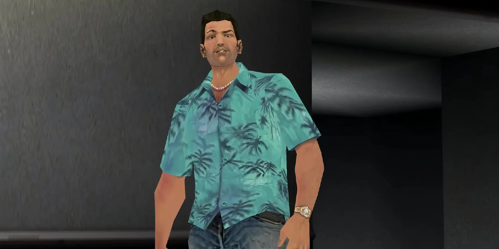 Tommy Vercetti trong GTA Vice City đứng trong một tòa nhà