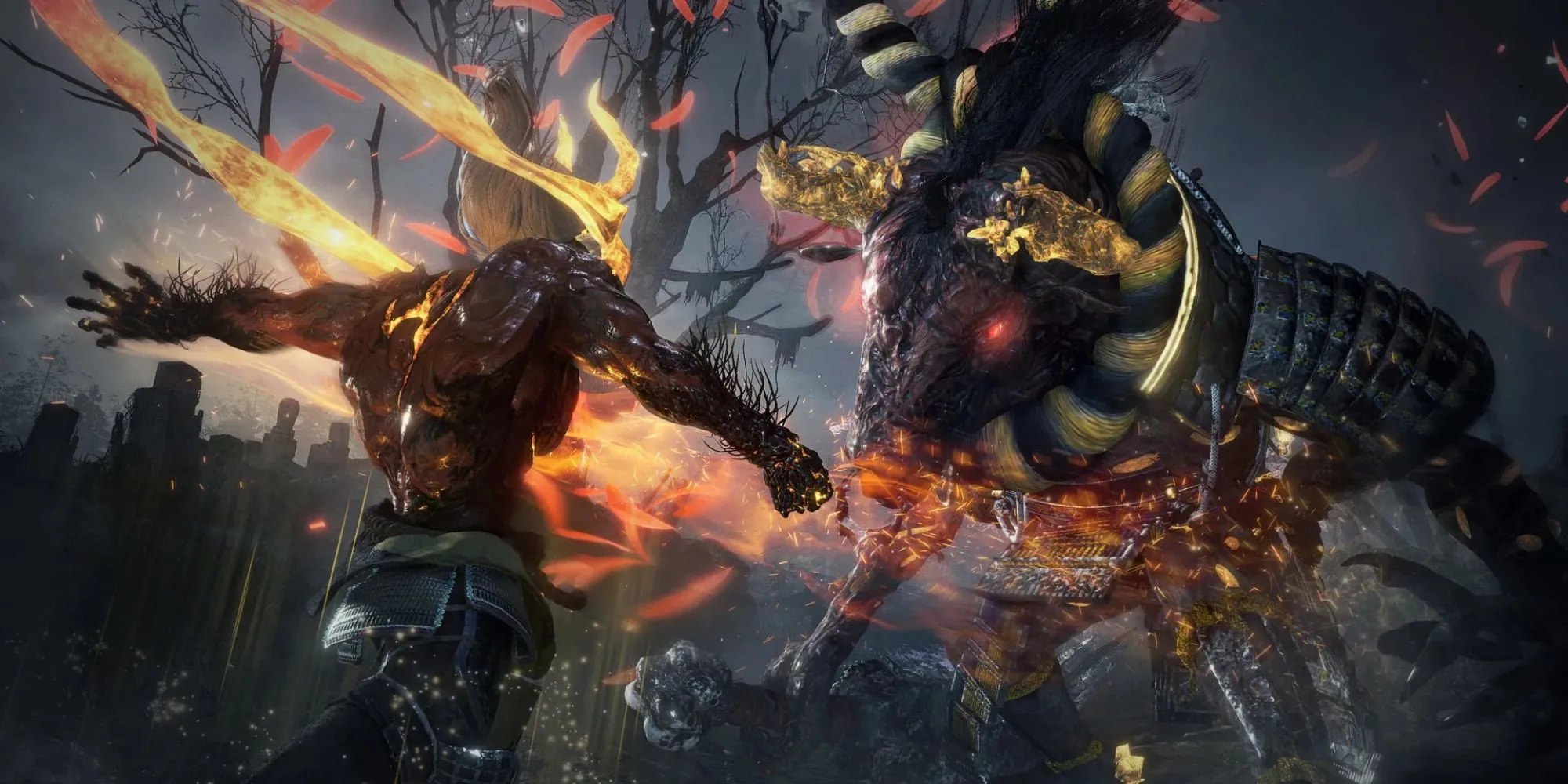 Trận chiến đấu trùm đầy thử thách trong Nioh 2 với hiệu ứng kỹ năng bắt mắt