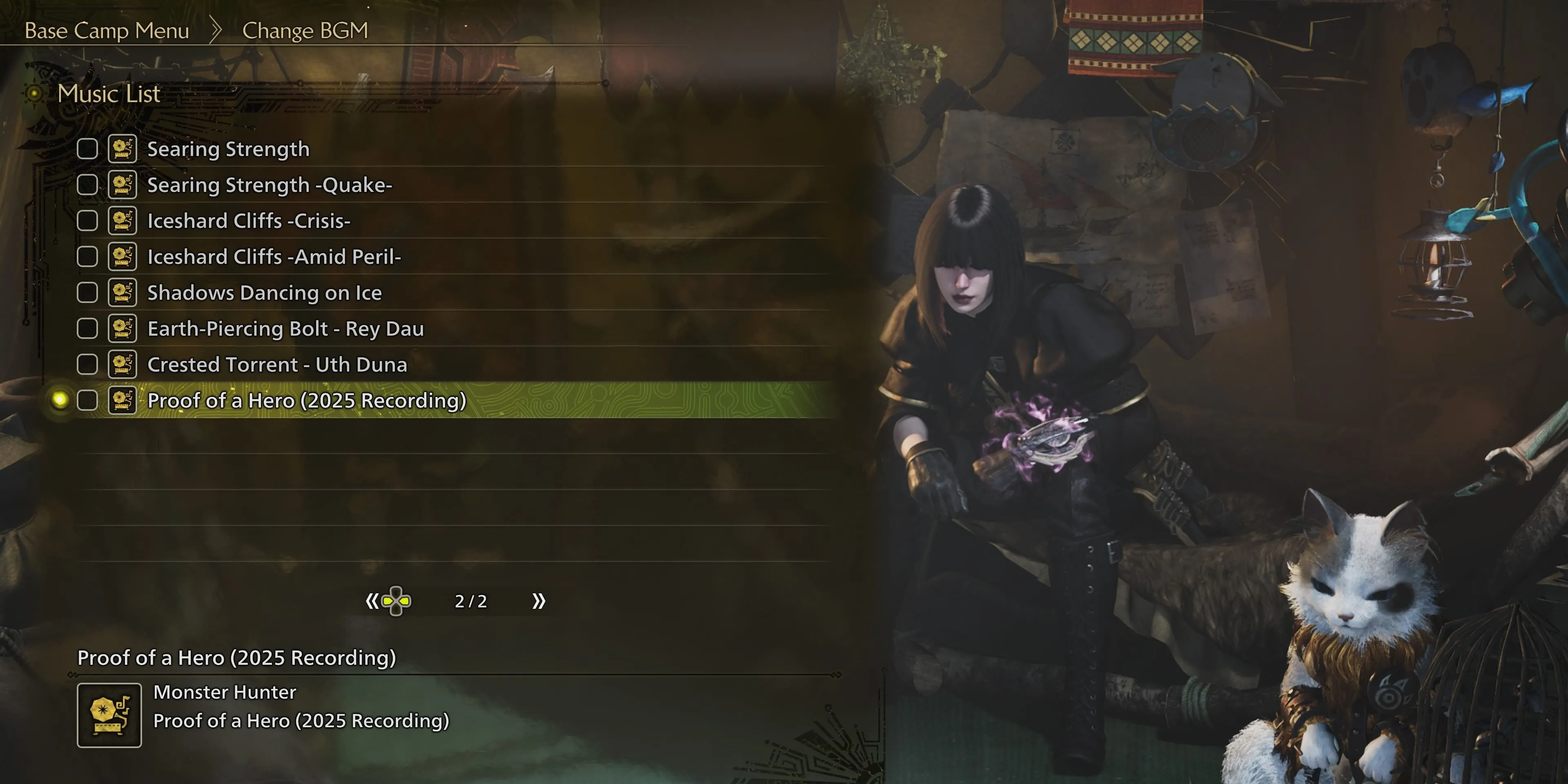 Tùy chọn nhạc nền Proof of a Hero (2025 Recording) trong Monster Hunter Wilds