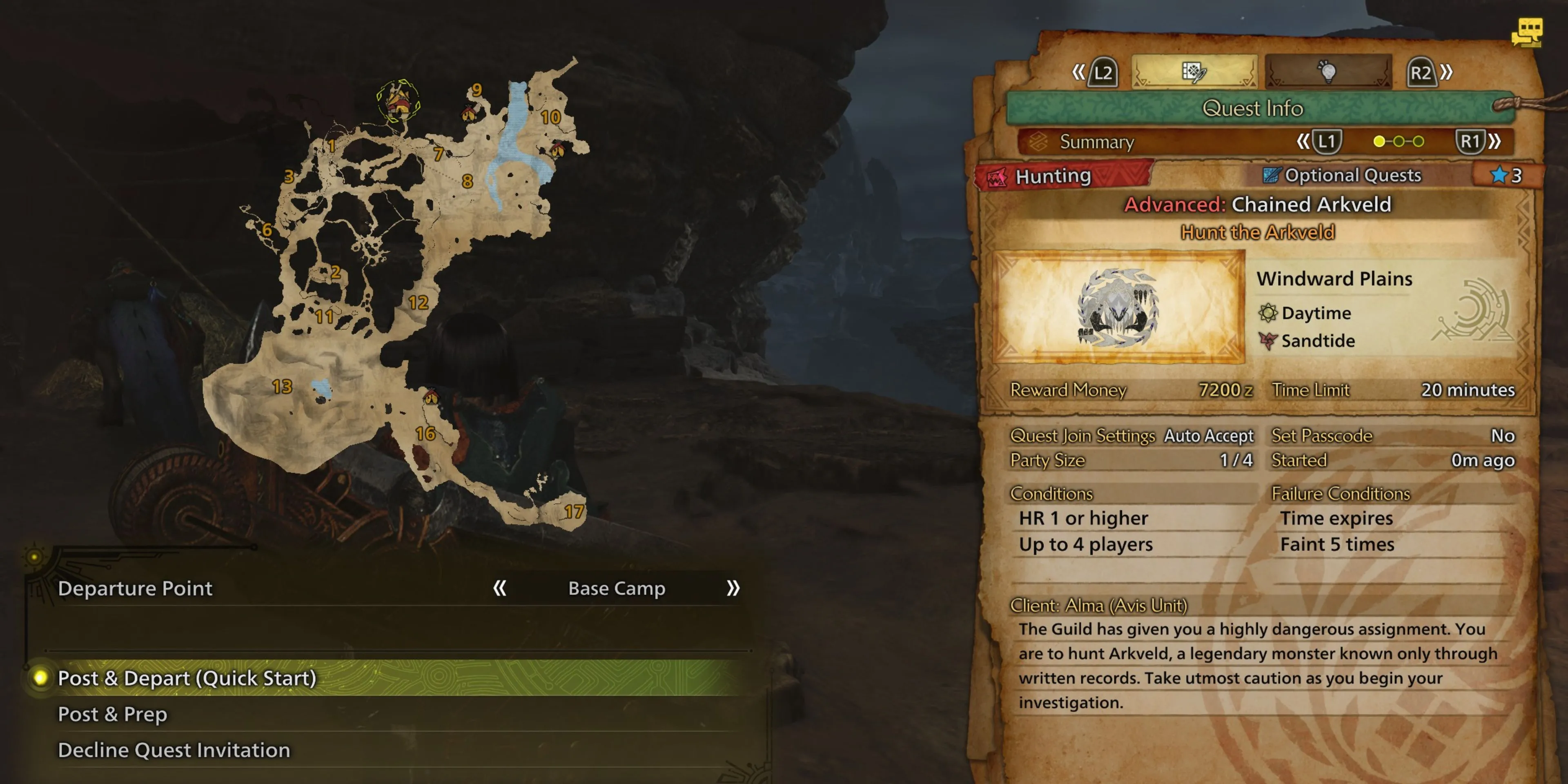 Tùy chọn Post &amp; Depart Quick Start để nhanh chóng bắt đầu nhiệm vụ trong Monster Hunter Wilds