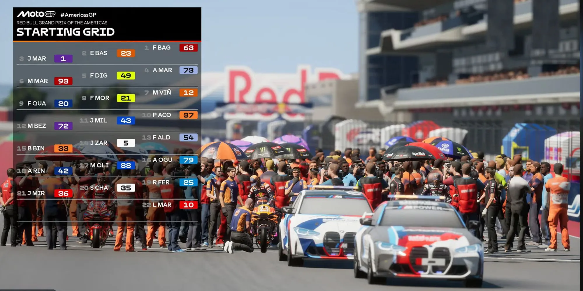 Vạch xuất phát một chặng đua trong MotoGP 25 với các tay đua sẵn sàng tranh tài