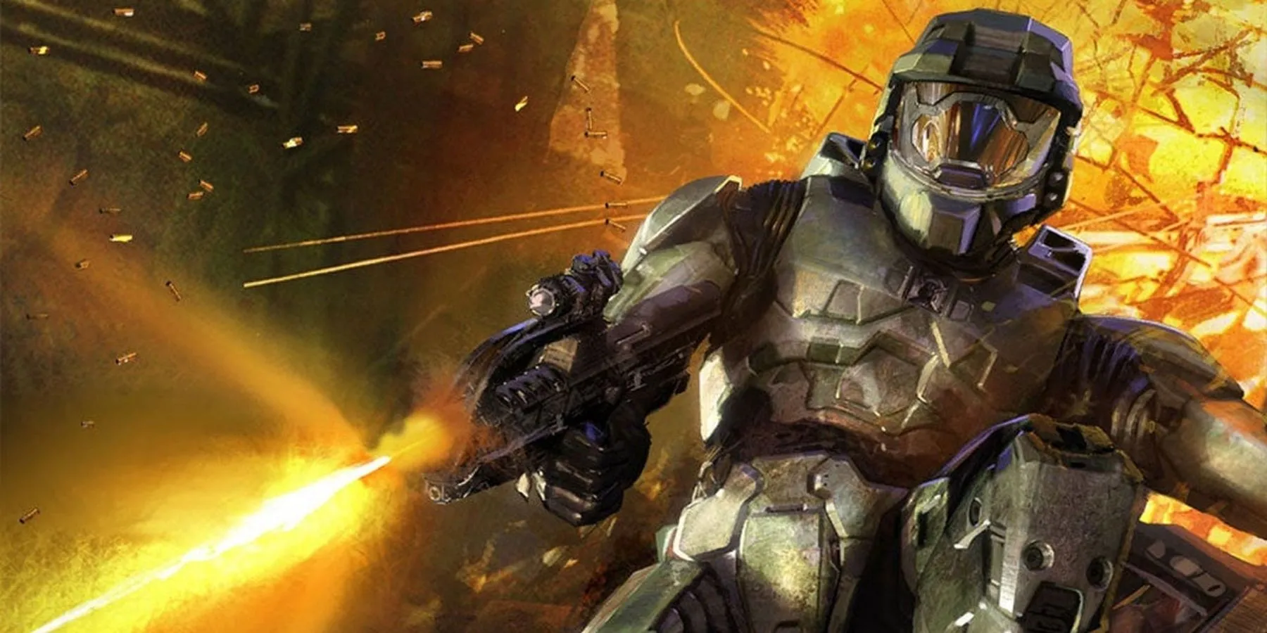 Ảnh bìa game Halo 2, với hình ảnh Master Chief, biểu tượng của series và nền tảng Xbox, thể hiện hành động kịch tính của tựa game FPS huyền thoại.