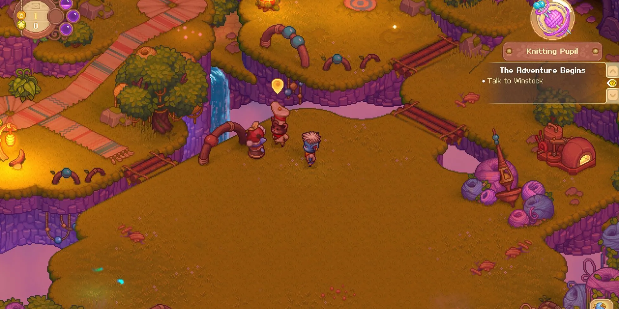 Ba nhân vật Yordle đáng yêu đang tụ tập trong khung cảnh đầy màu sắc của game mô phỏng cuộc sống Bandle Tale
