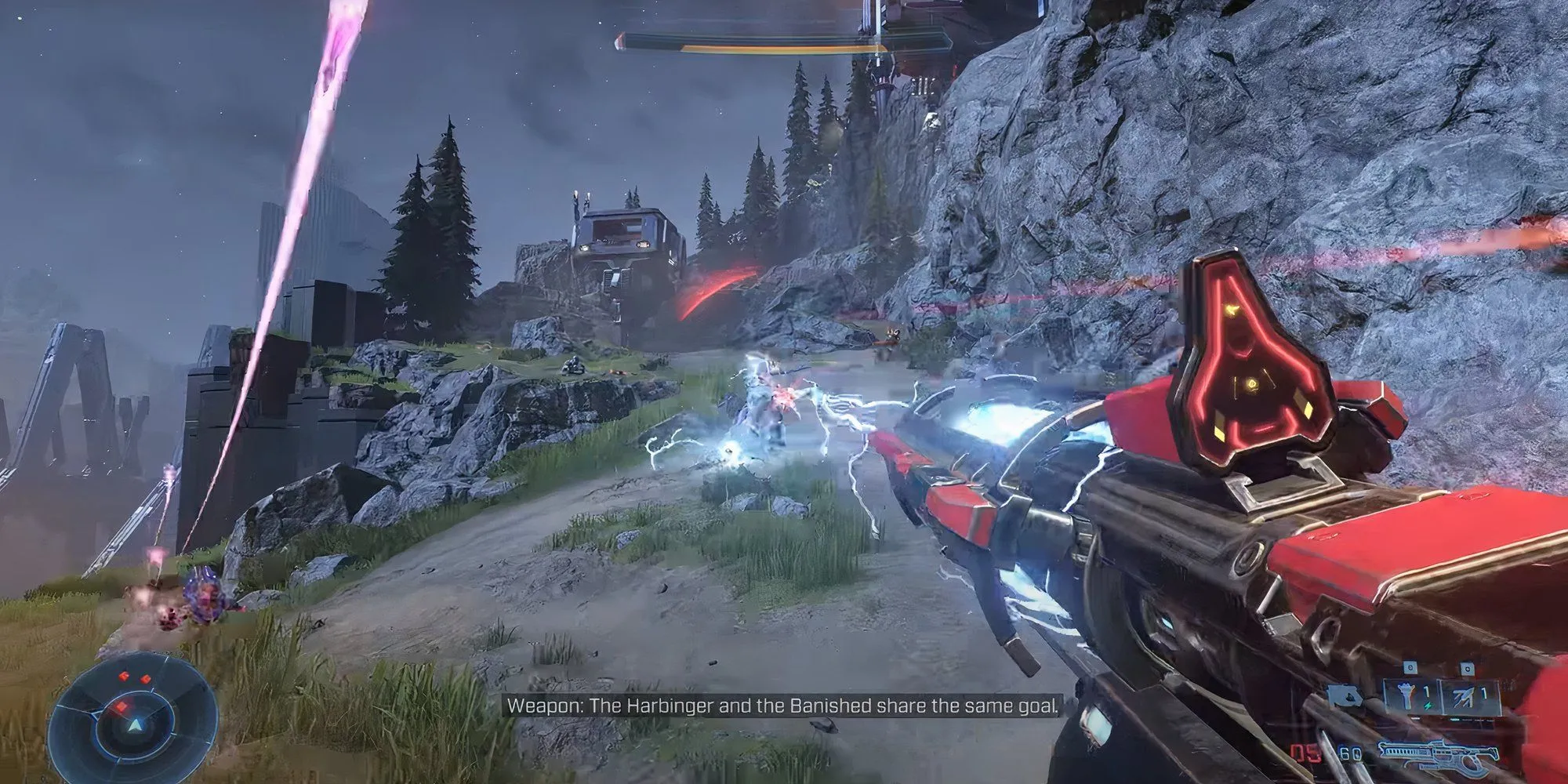 Bắn vào kẻ địch Banished trong game Halo Infinite