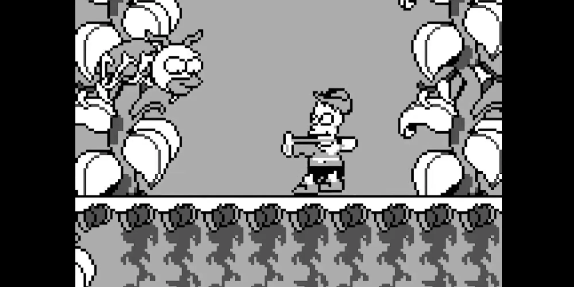 Bart Simpson đang ngắm bắn thứ gì đó trong game Bart and the Beanstalk