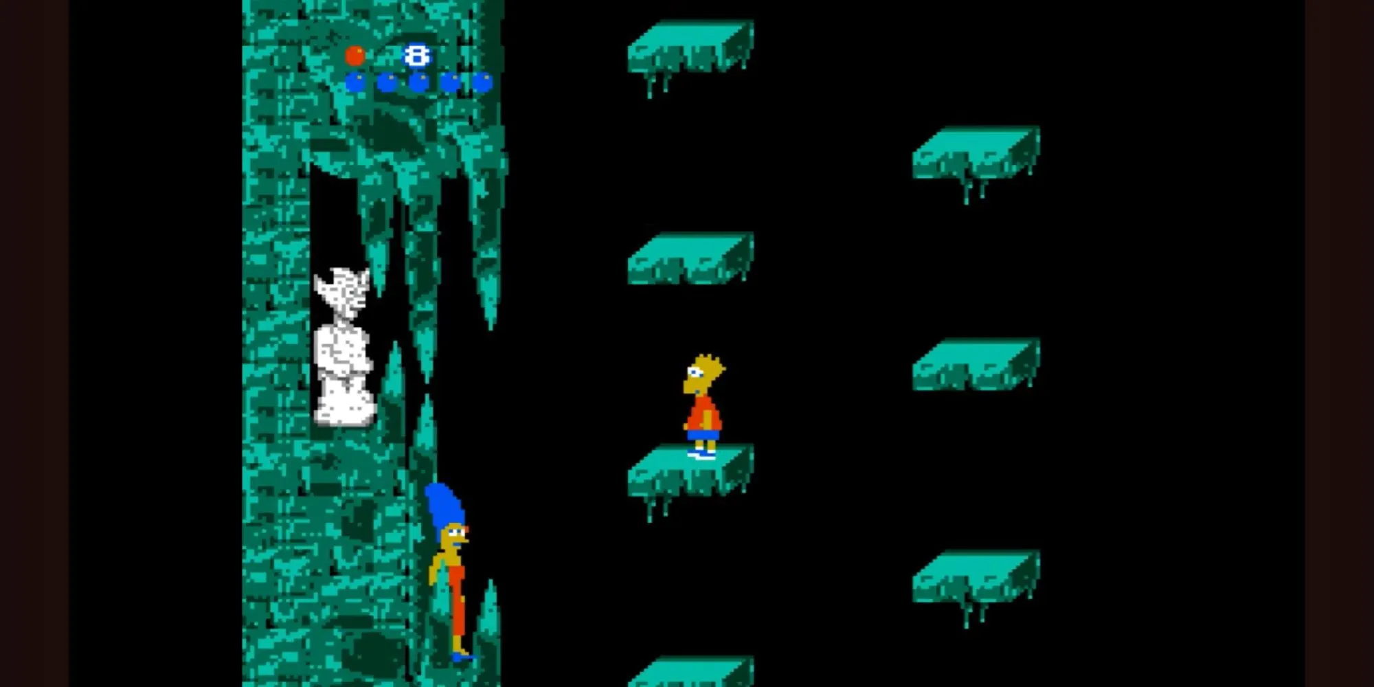 Bart Simpson trượt ván và né chướng ngại vật trong game Bart vs. The World