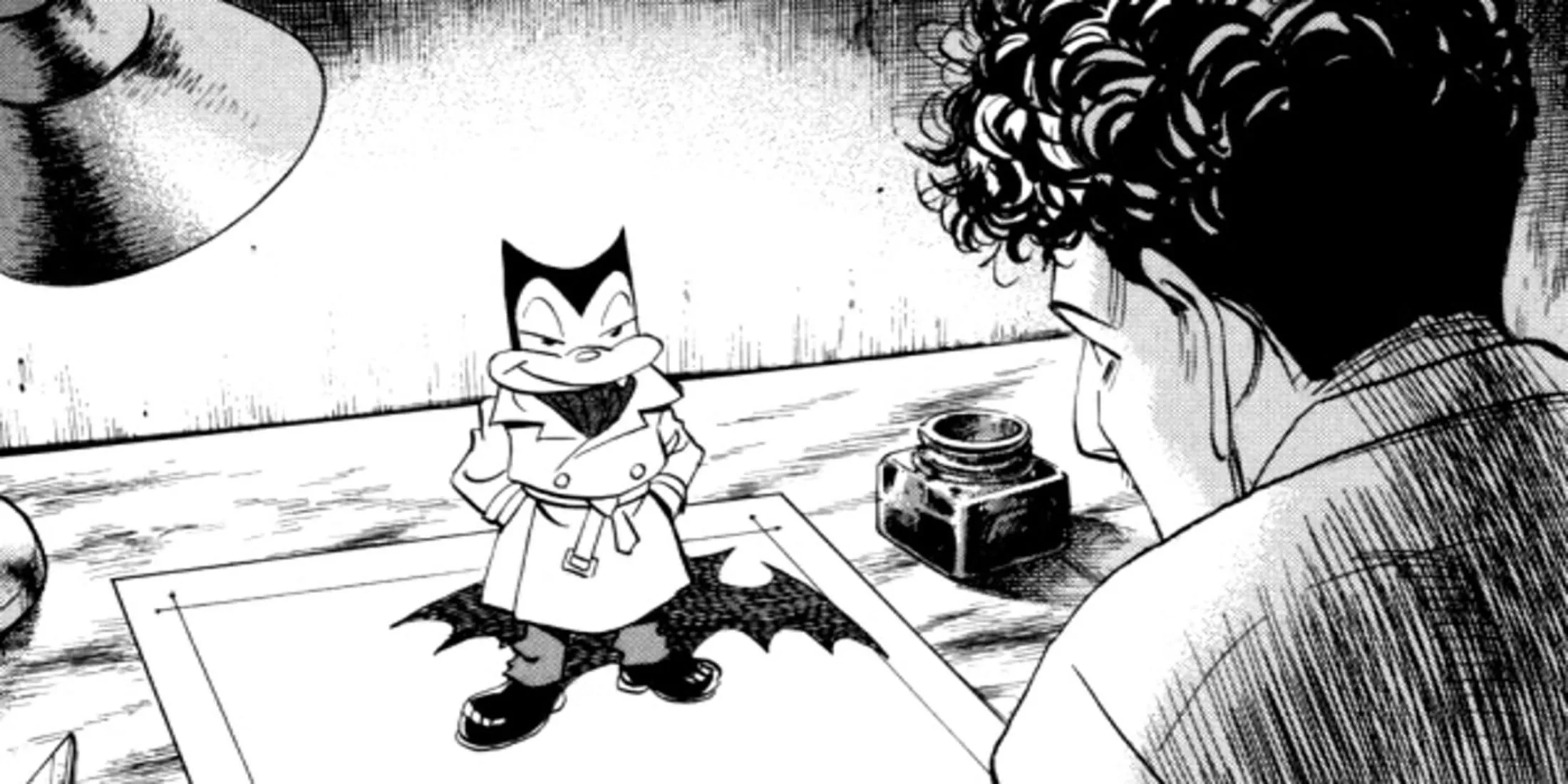 Bìa truyện tranh Billy Bat của bộ đôi Naoki Urasawa và Takashi Nagasaki, nhấn mạnh yếu tố bí ẩn
