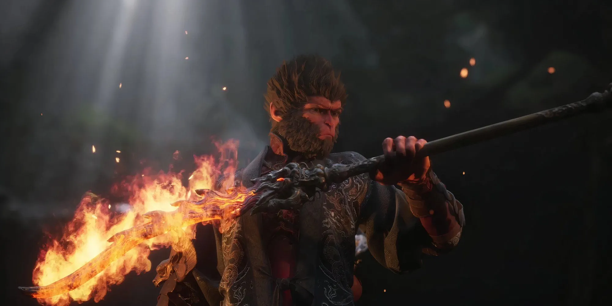 black myth wukong sun wukong holding a fire torch