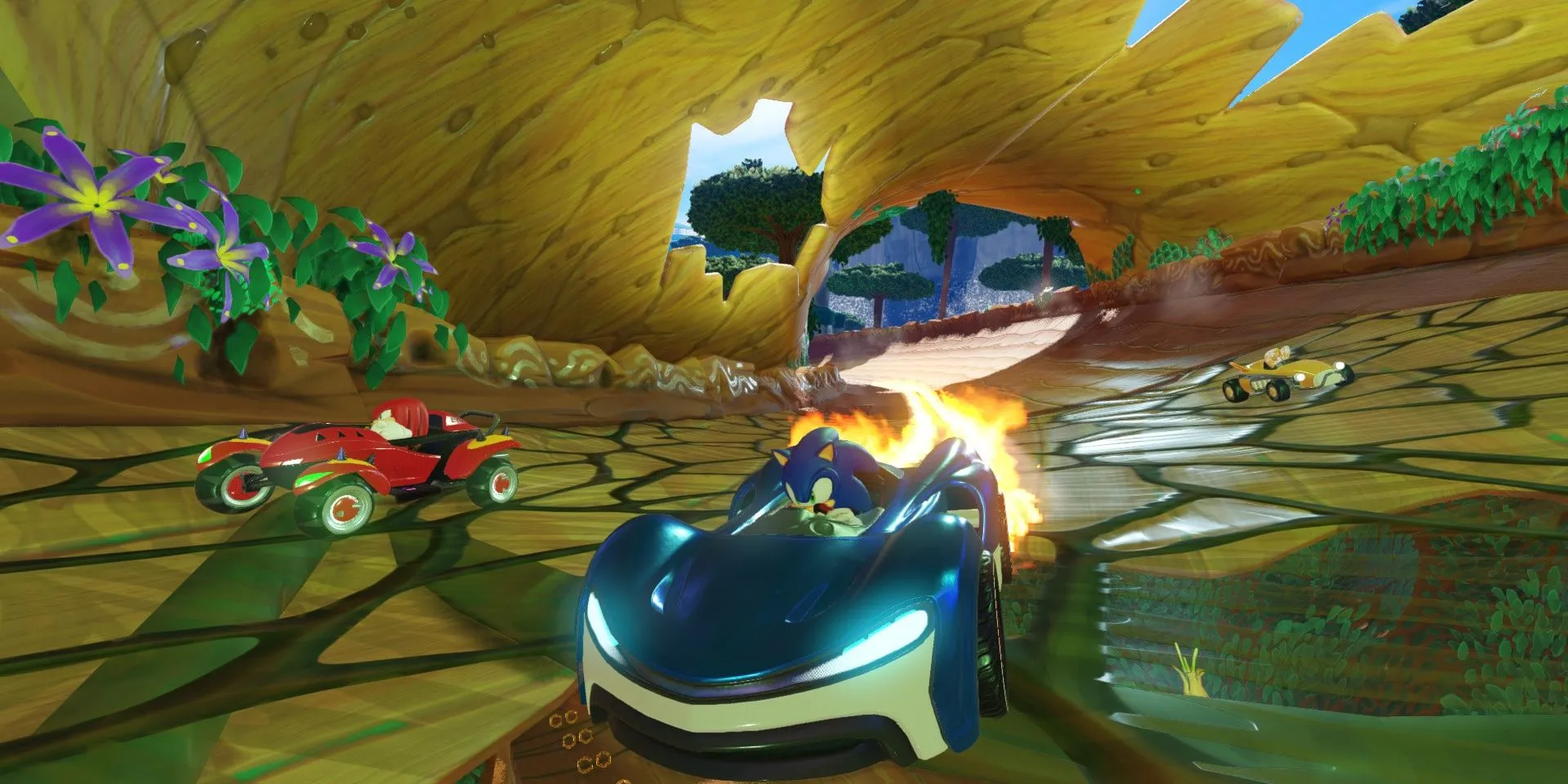 Bộ ba Sonic, Knuckles và Tails thể hiện tinh thần đồng đội trong Team Sonic Racing
