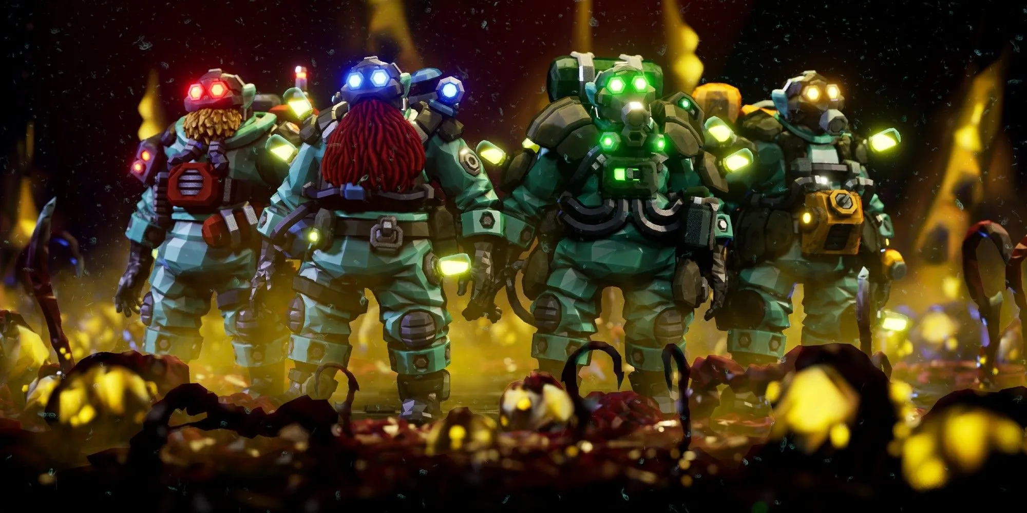 Bốn chú lùn thợ mỏ độc đáo của Deep Rock Galactic sẵn sàng đào bới và chiến đấu