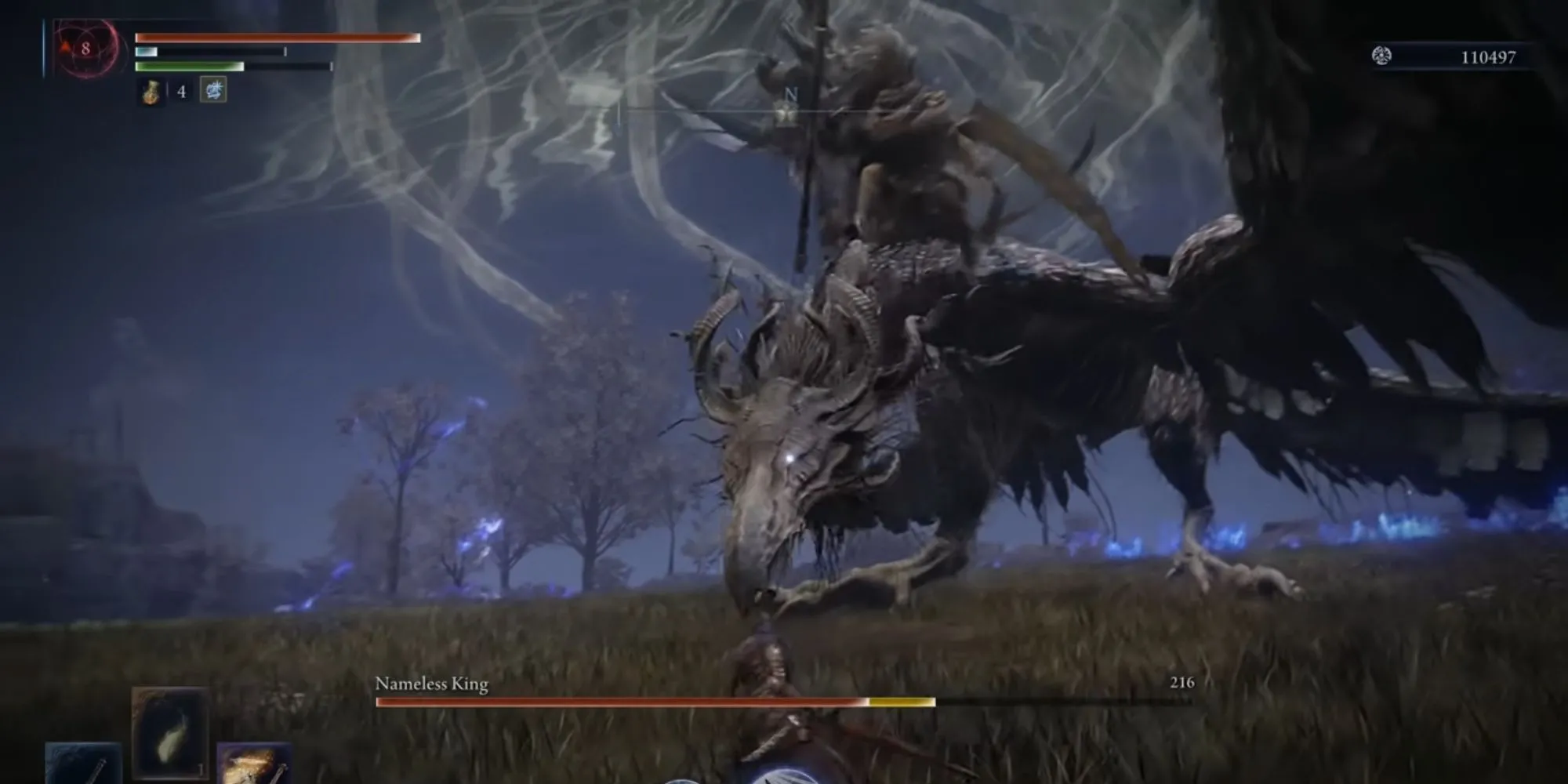Boss Nameless King và Rồng Bão trong Elden Ring Nightreign