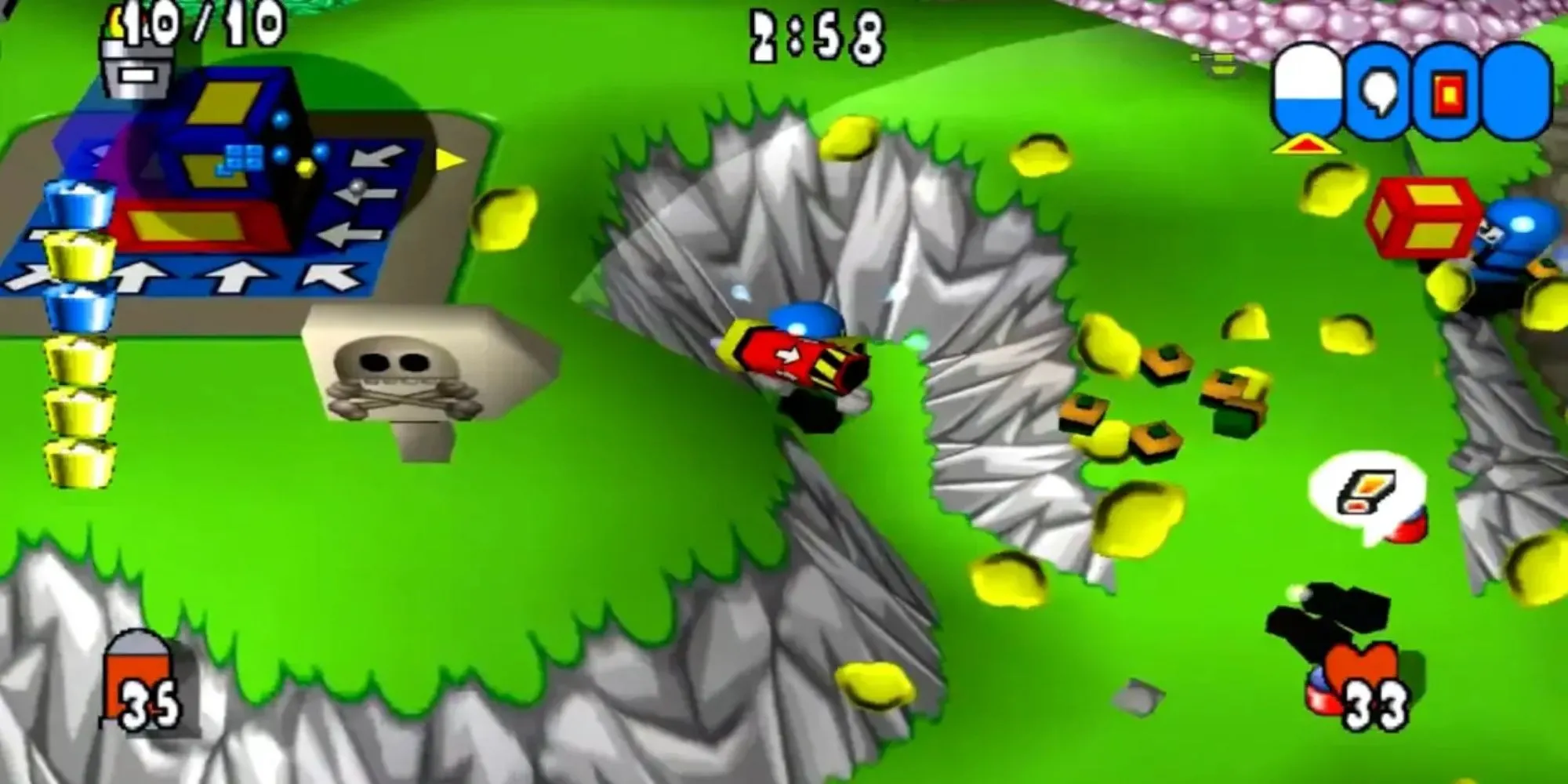 Các nhân vật hình hạt đậu đầy màu sắc giao tranh trong môi trường game chiến thuật thời gian thực Team Buddies.