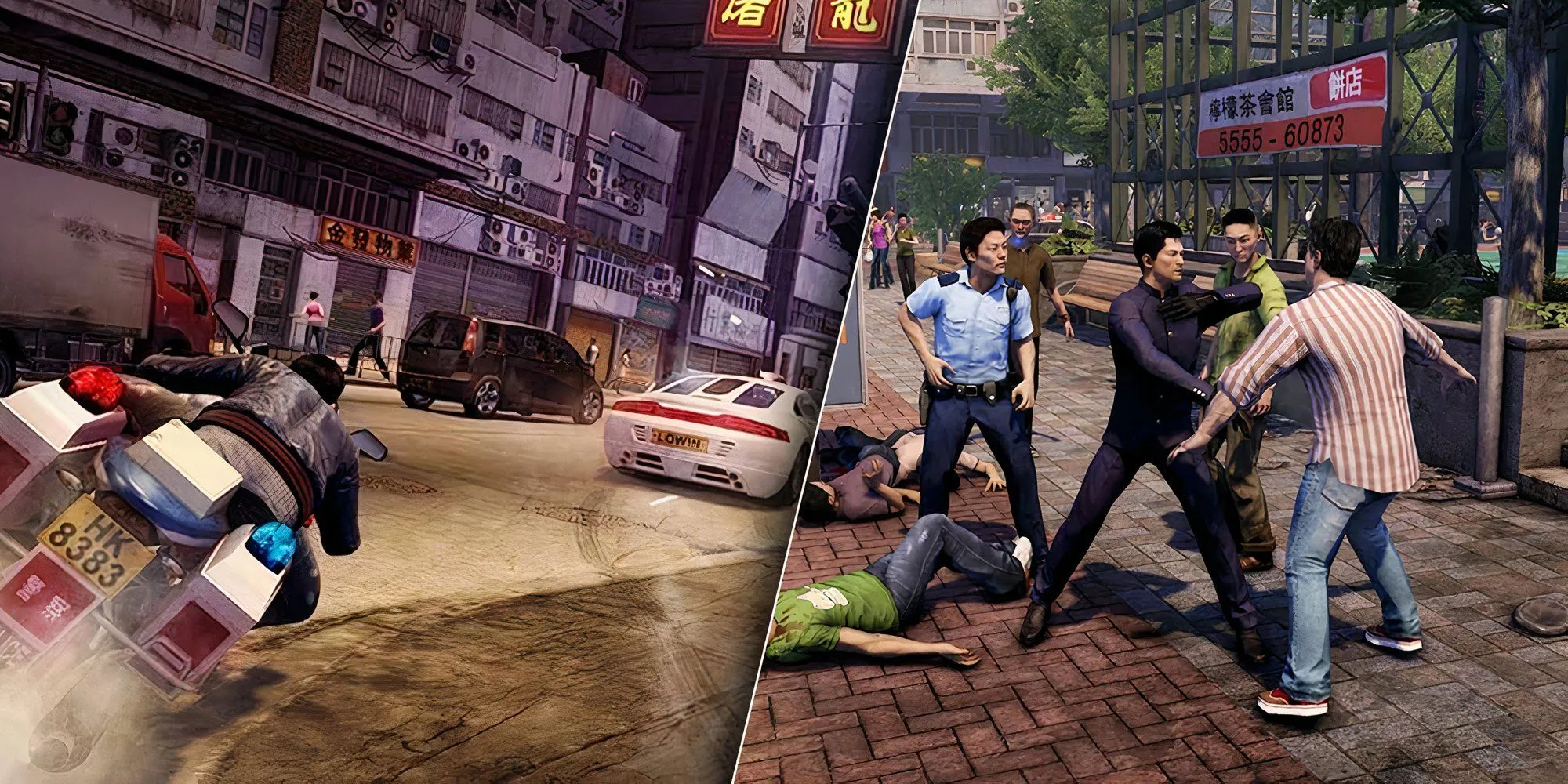Cận cảnh nhân vật chính Wei Shen chiến đấu trong Sleeping Dogs PS3