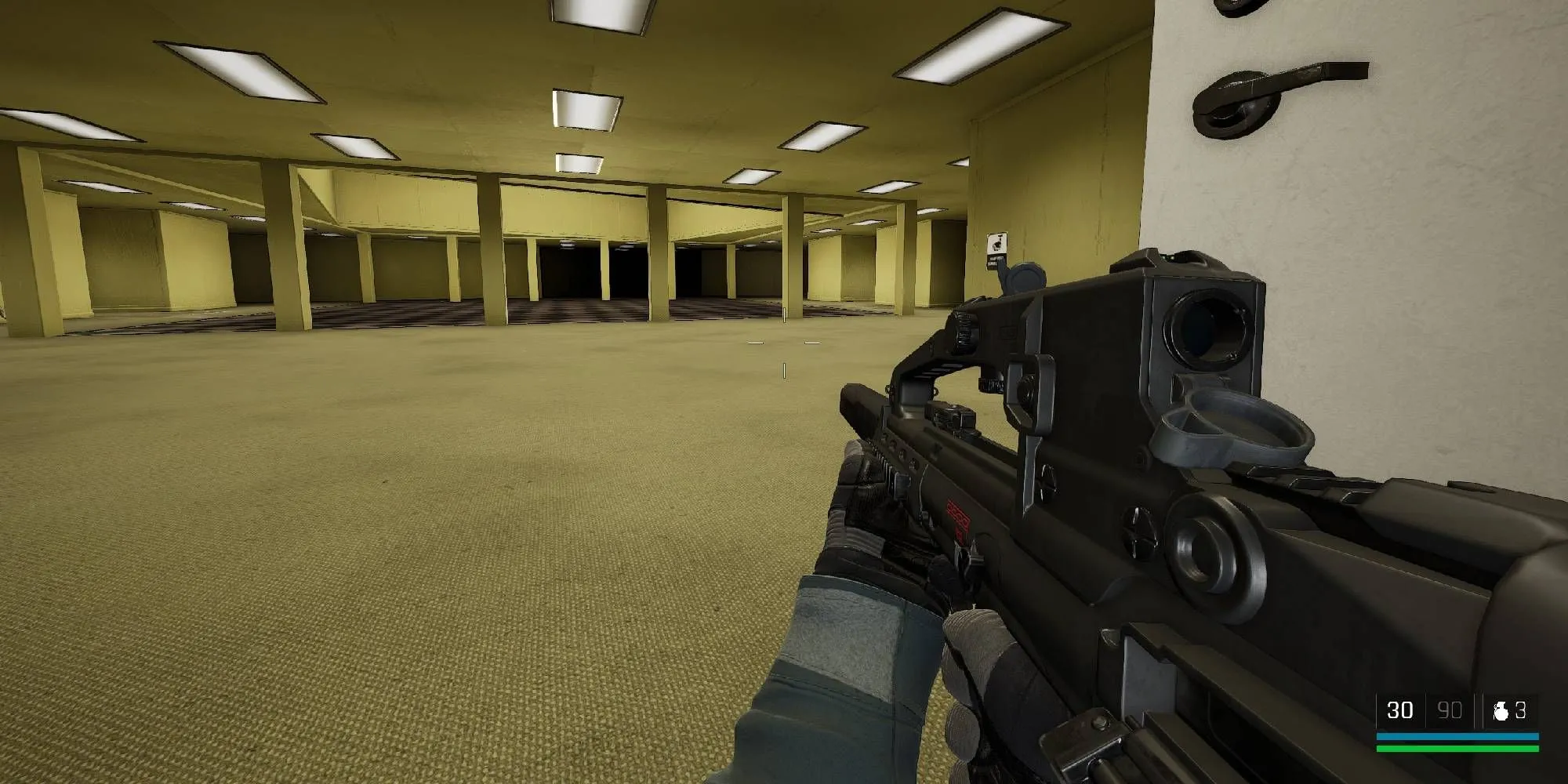 Cảnh Backrooms trong một Easter Egg của game hành động FPS kinh dị Trepang2