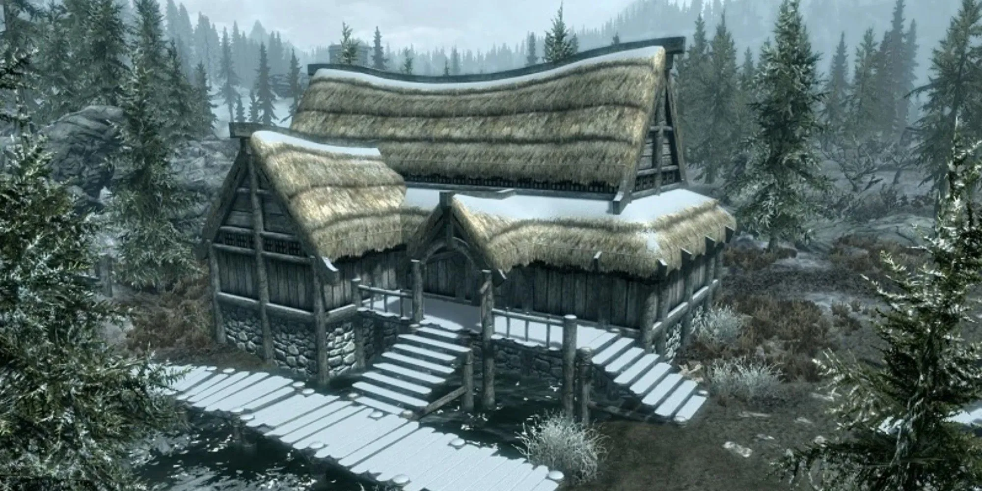 Cảnh bên trong một quán trọ tại Skyrim, nơi game thủ thường lưu game, gợi nhắc về tầm quan trọng của việc không dùng quicksave trong thử thách