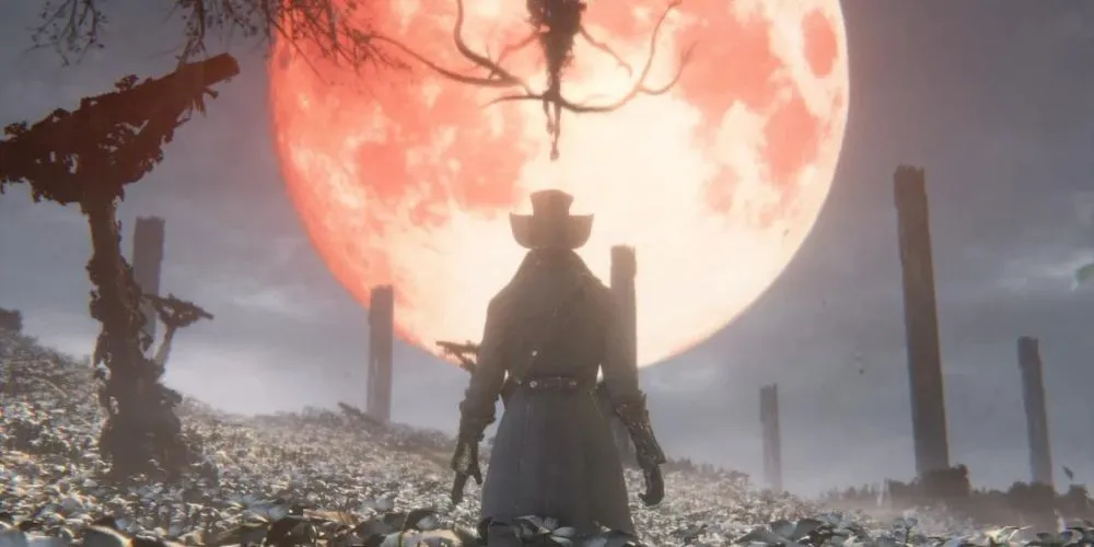 Cảnh Blood Moon trong game Bloodborne