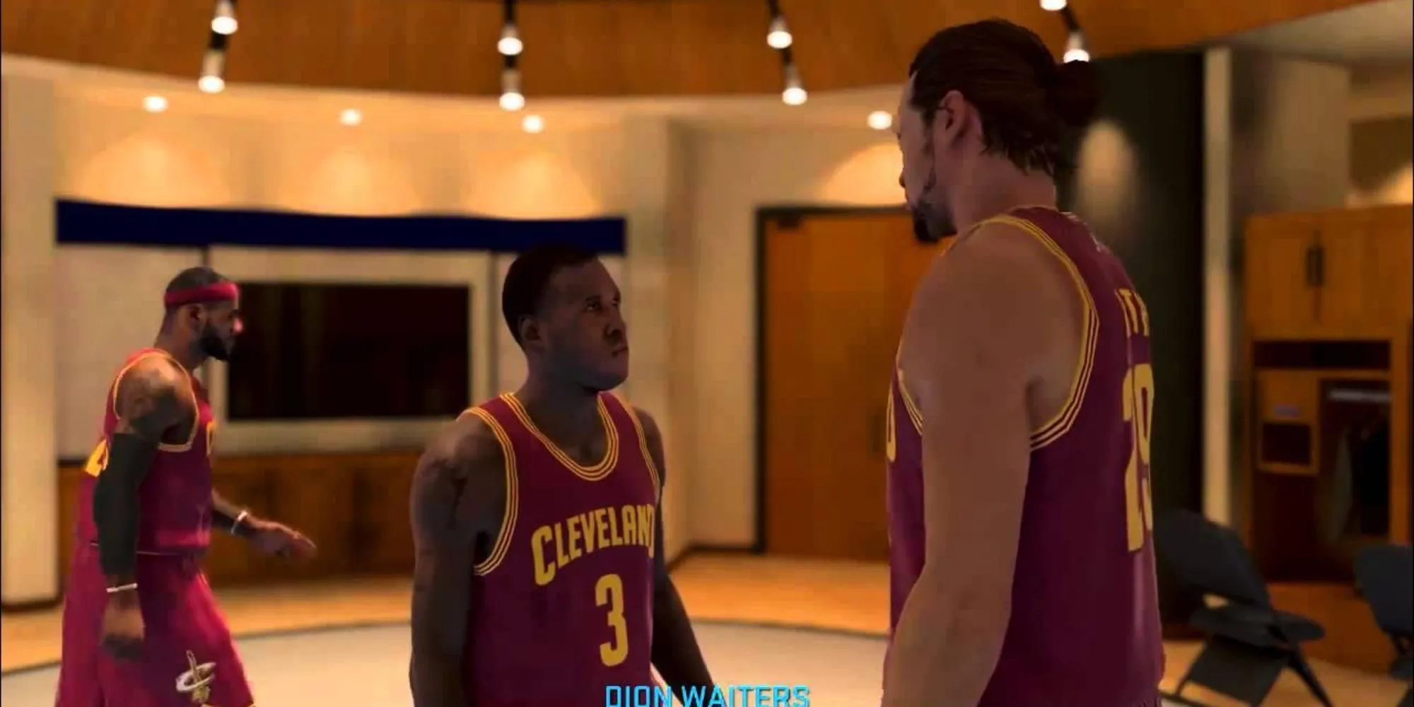 Cảnh các cầu thủ bóng rổ trong chế độ MyCareer của NBA 2K15, nổi tiếng với lồng tiếng thiếu chuyên nghiệp