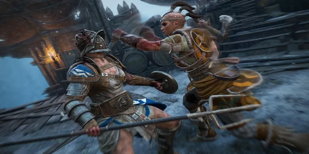 Cảnh chiến đấu cận chiến khốc liệt trong game For Honor, nơi có lớp nhân vật Viking