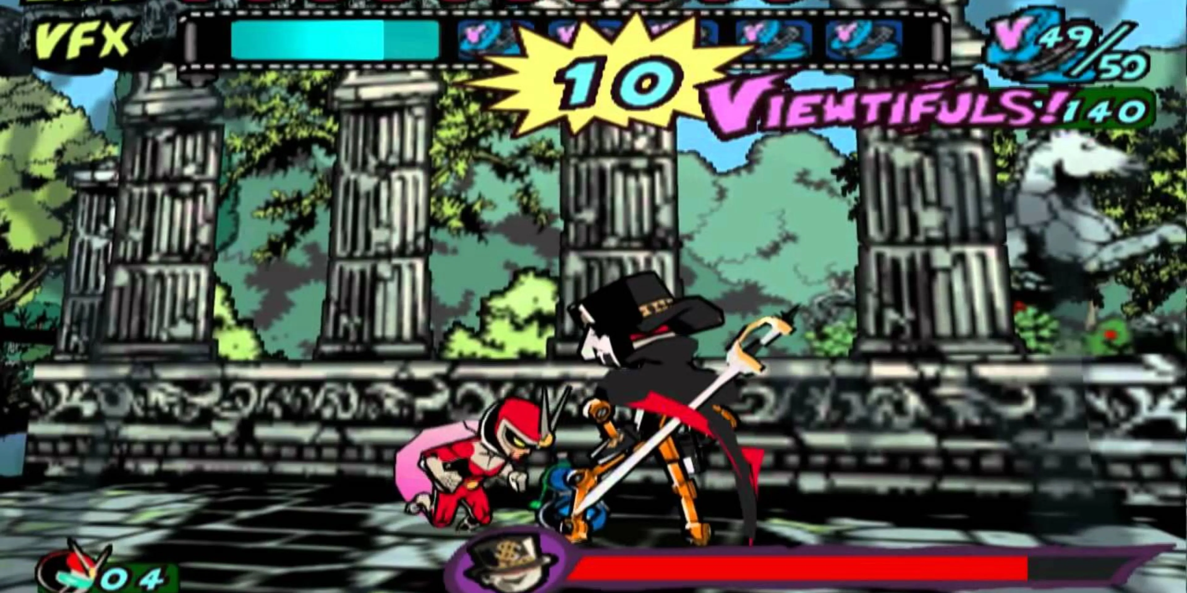 Cảnh chiến đấu đậm chất truyện tranh trong game hành động Viewtiful Joe