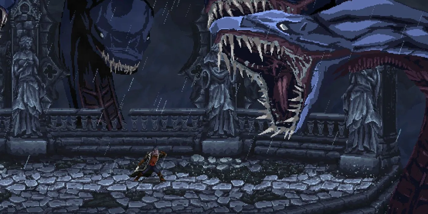 Cảnh chiến đấu phong cách Metroidvania và gothic trong game The Last Faith