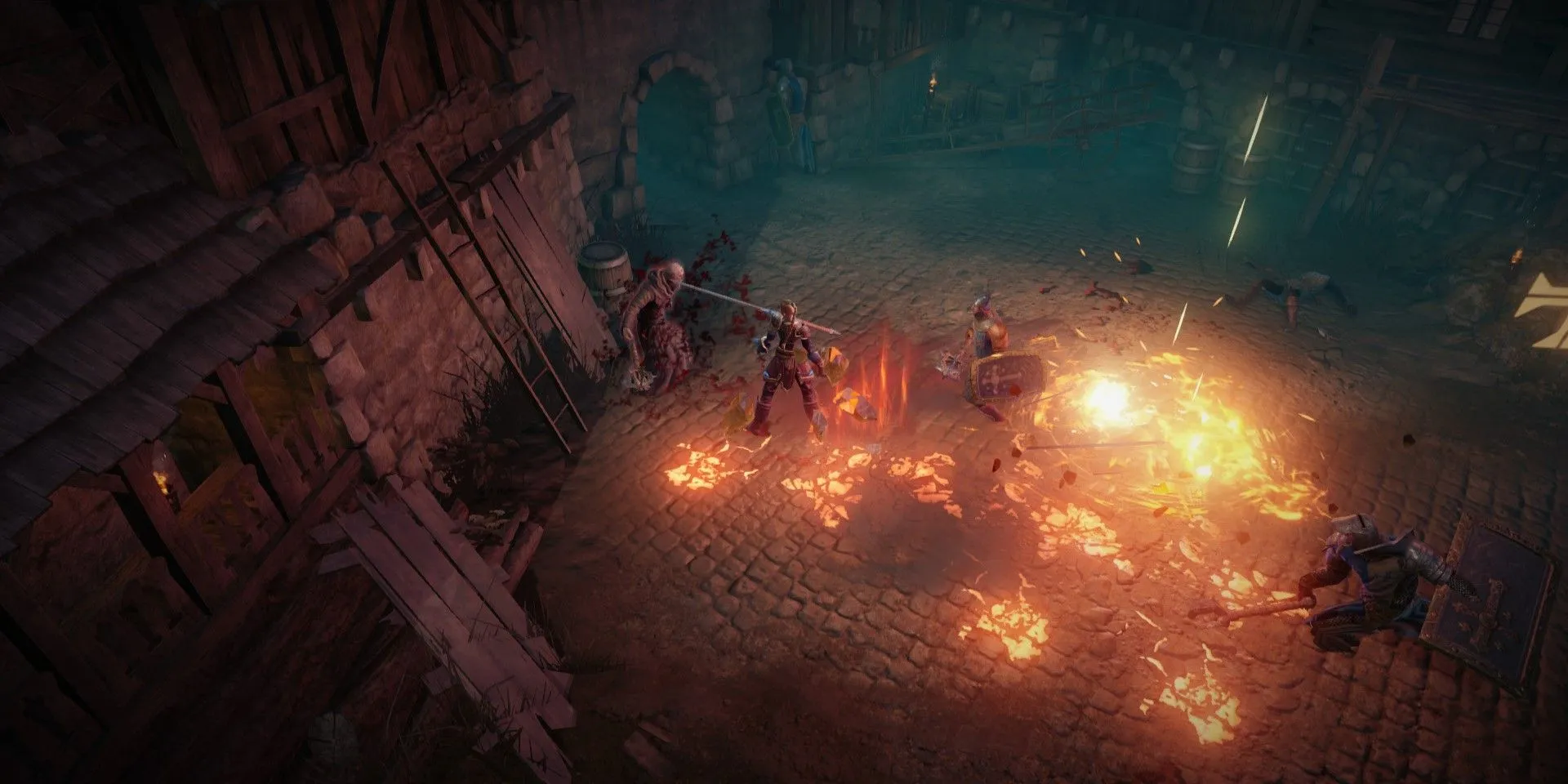 Cảnh chiến đấu rực lửa đậm chất hành động trong game Vikings Wolves of Midgard