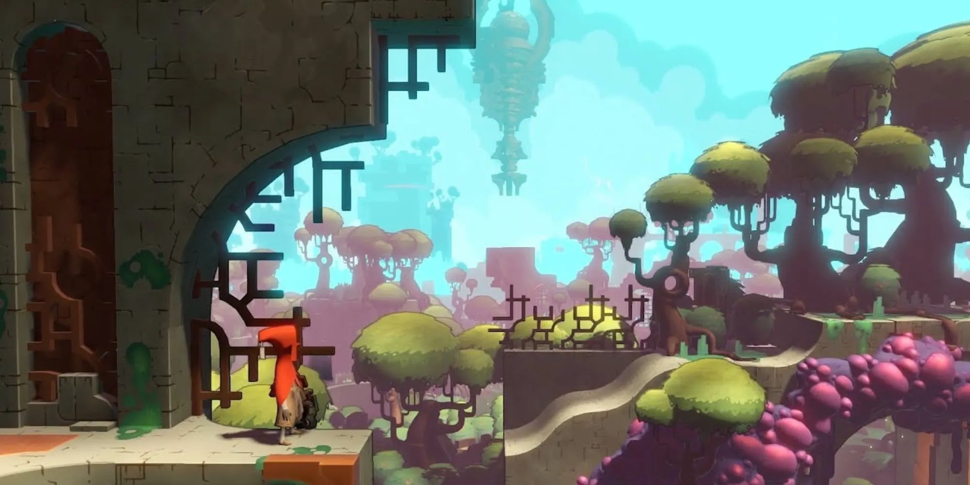 Cảnh chụp màn hình game Hob, thể hiện góc nhìn isometric và môi trường game