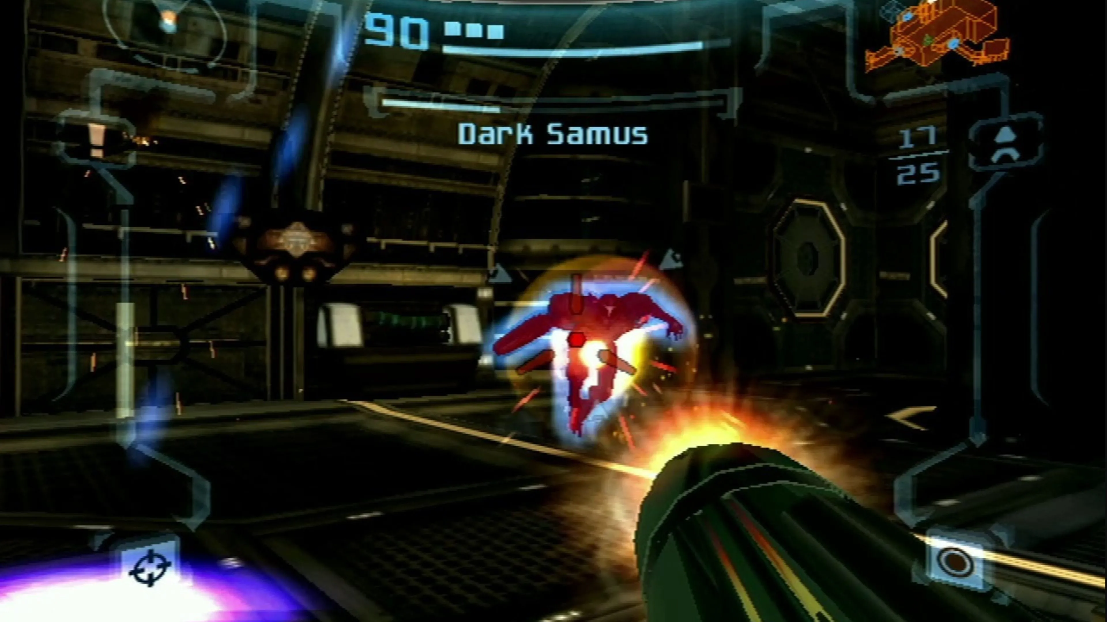 Cảnh chụp trong game Metroid Prime 2: Echoes, thể hiện góc nhìn thứ nhất