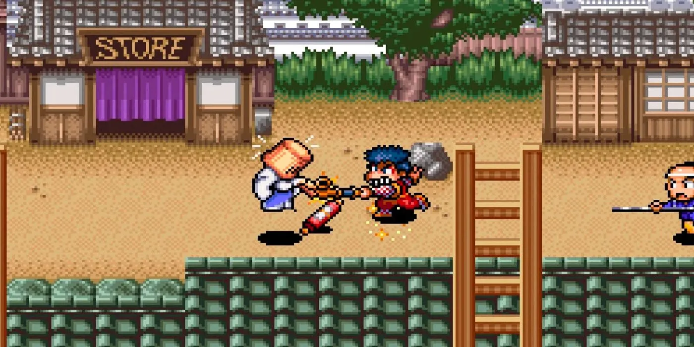 Cảnh gameplay của The Legend of the Mystical Ninja, còn gọi là Ganbare Goemon