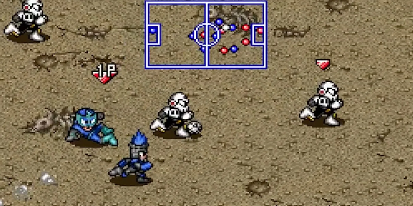 Cảnh gameplay của tựa game spin-off Mega Man Soccer độc đáo