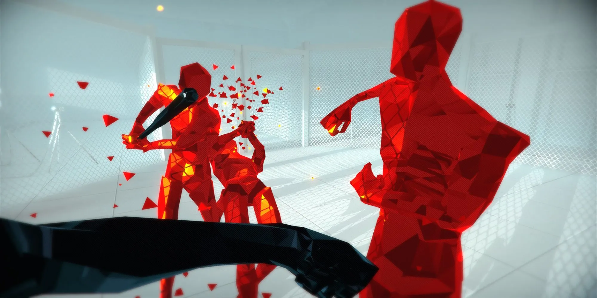 Cảnh gameplay độc đáo của SUPERHOT, game FPS với thời gian chỉ trôi khi bạn di chuyển
