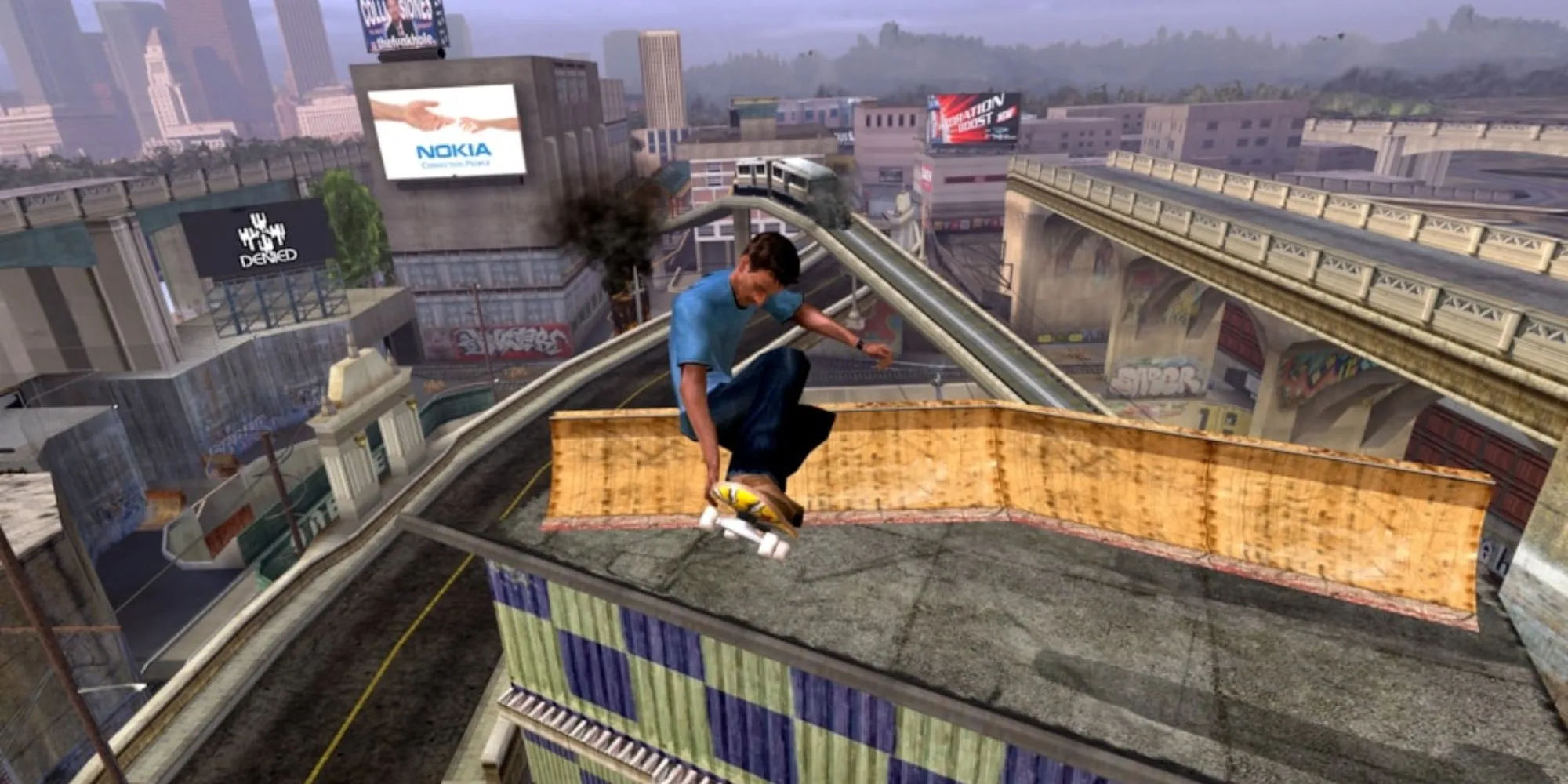 Cảnh gameplay trong Tony Hawk's American Wasteland thể hiện môi trường thế giới mở