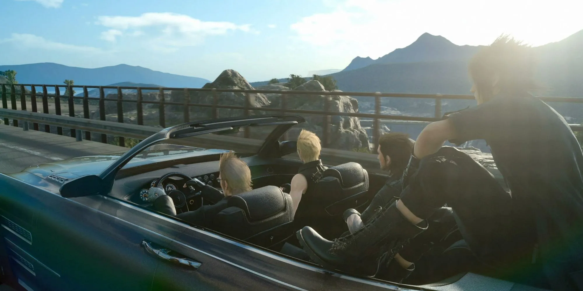 Cảnh lái xe thư giãn cùng những người bạn trong Final Fantasy XV
