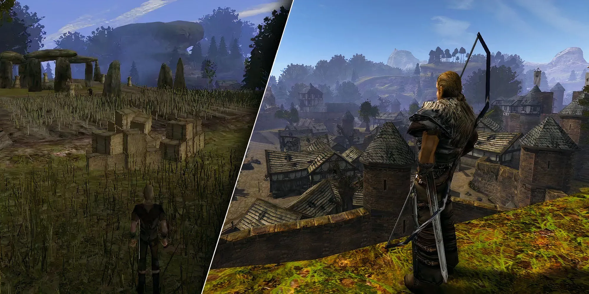 Cảnh trong game Gothic 2, ví dụ về game RPG bắt đầu với không gì cả.