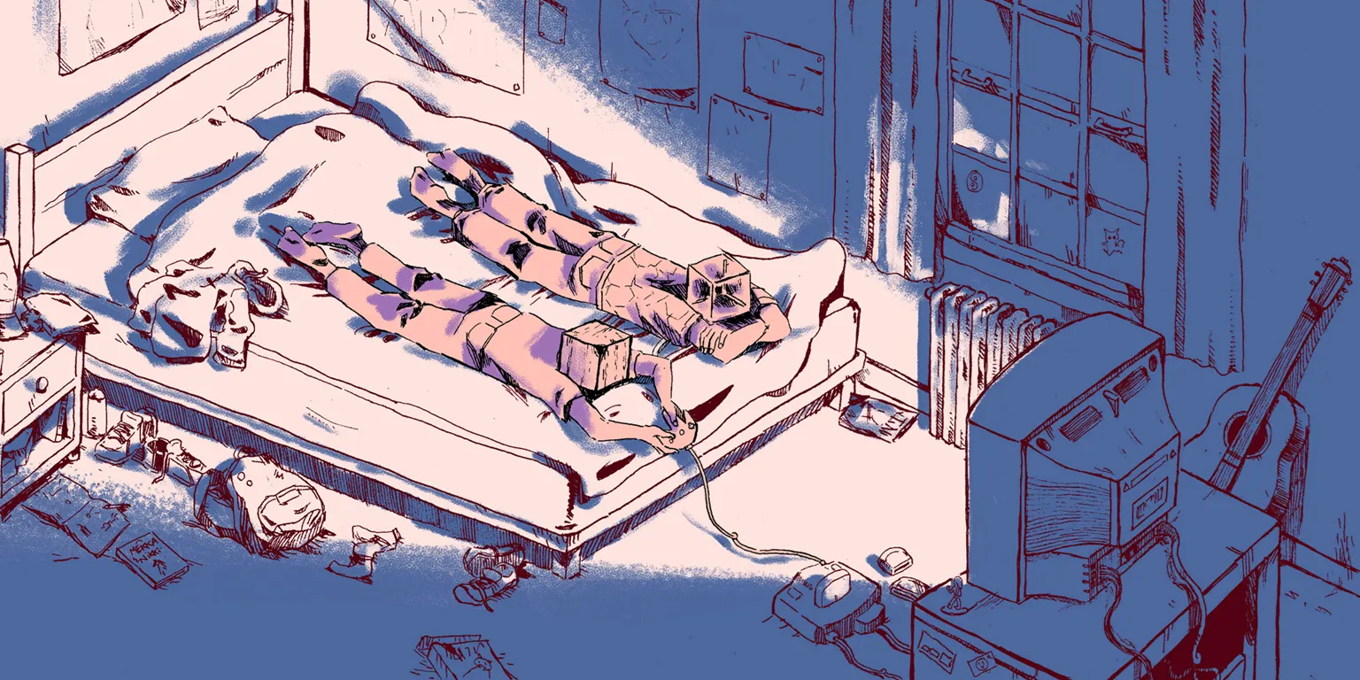 Cảnh trong visual novel Wednesdays, trò chơi indie đề cập chủ đề lạm dụng trẻ em.