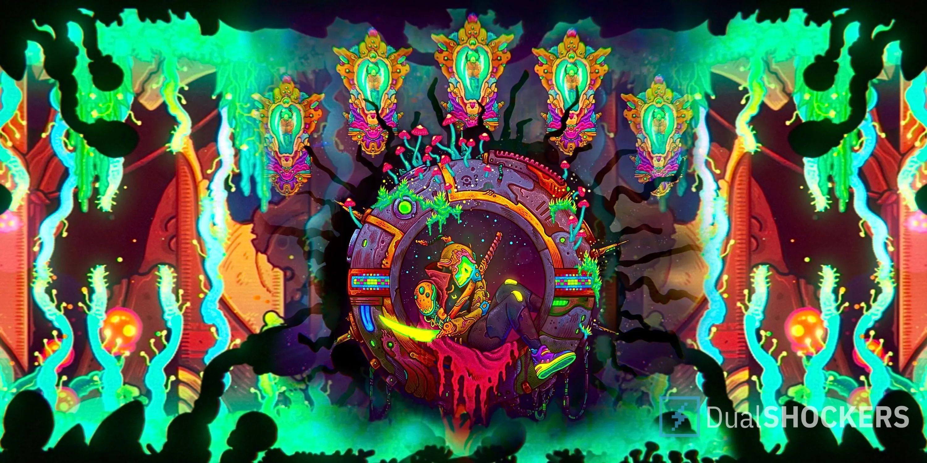 Cảnh vật đầy màu sắc, kỳ ảo từ game Metroidvania Ultros