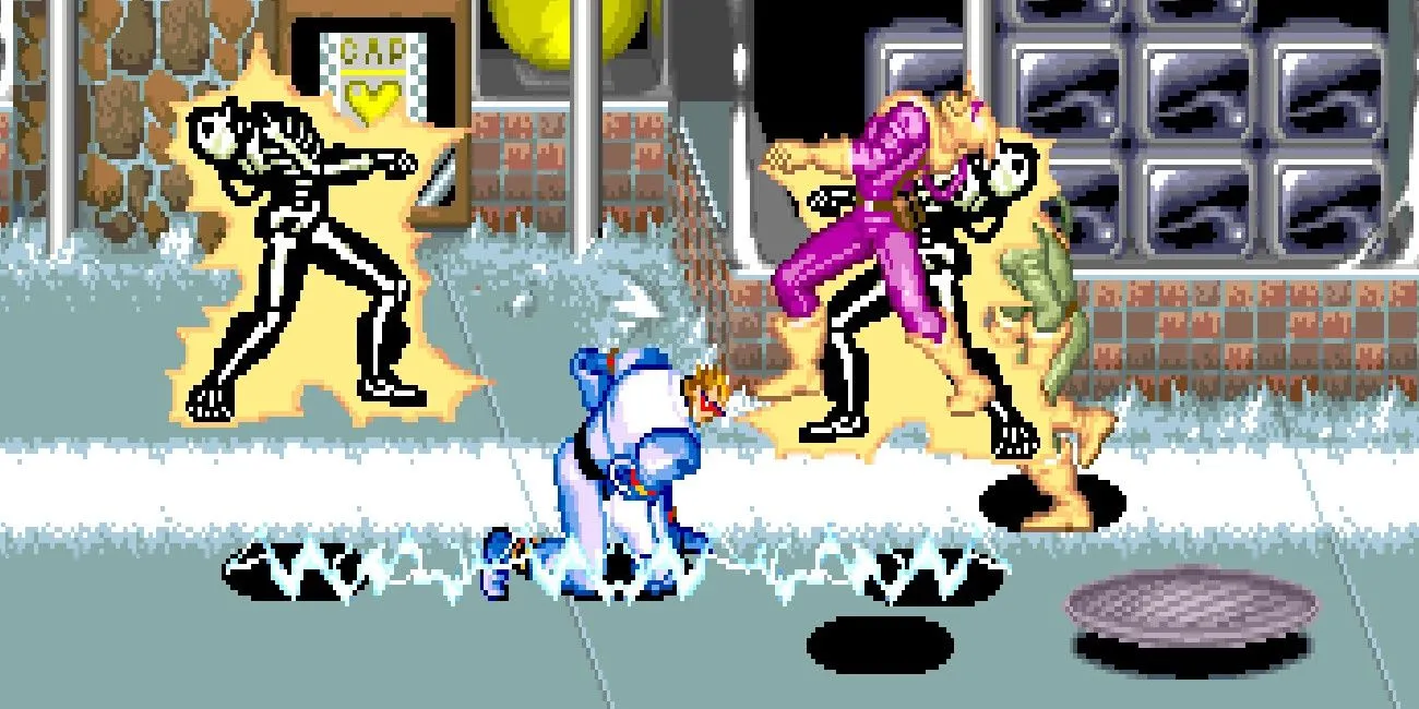 Captain Commando sử dụng đòn điện giật kẻ thù trong game
