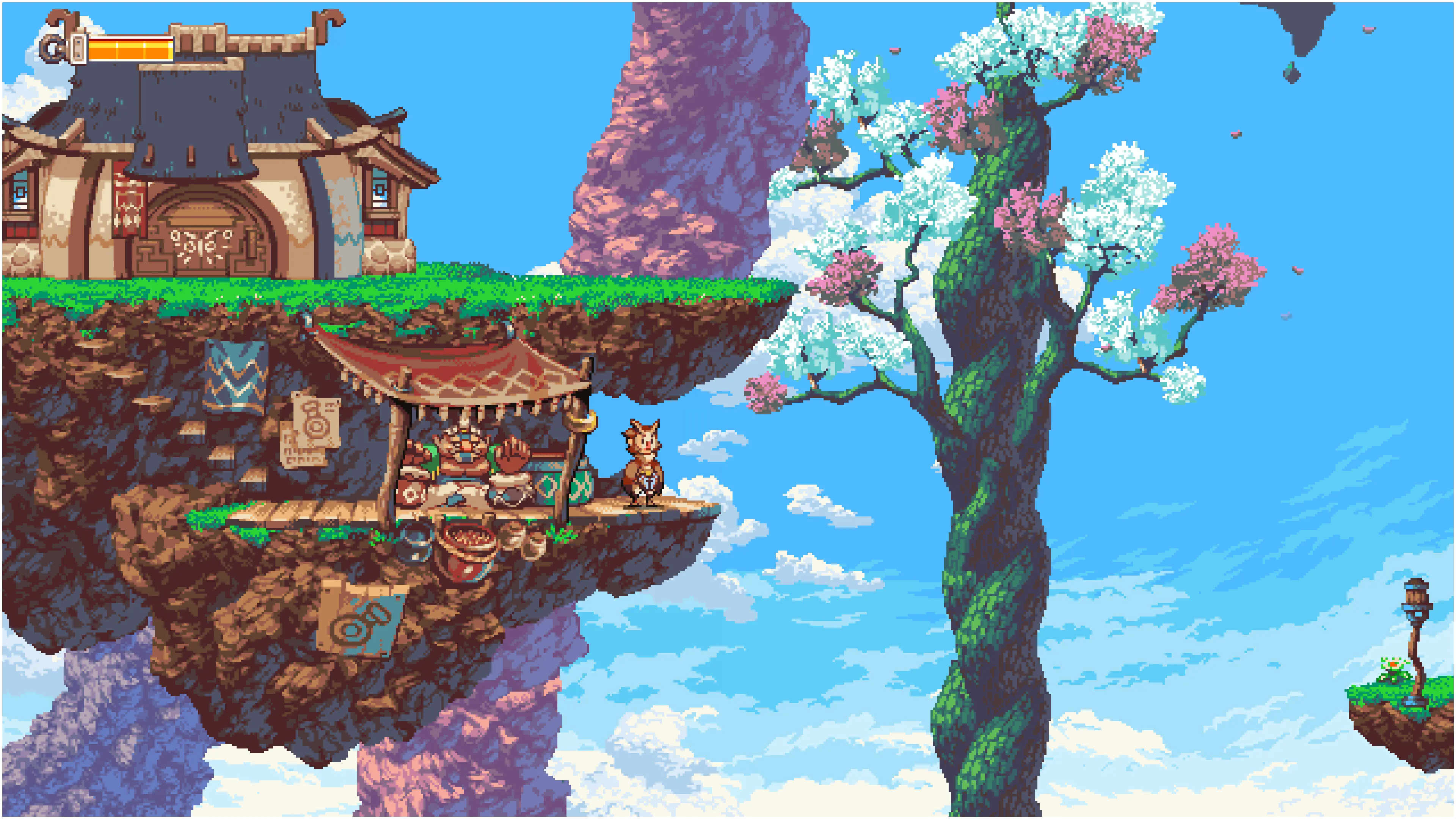 Chim cú Otus bay cùng bạn bè trong game Owlboy