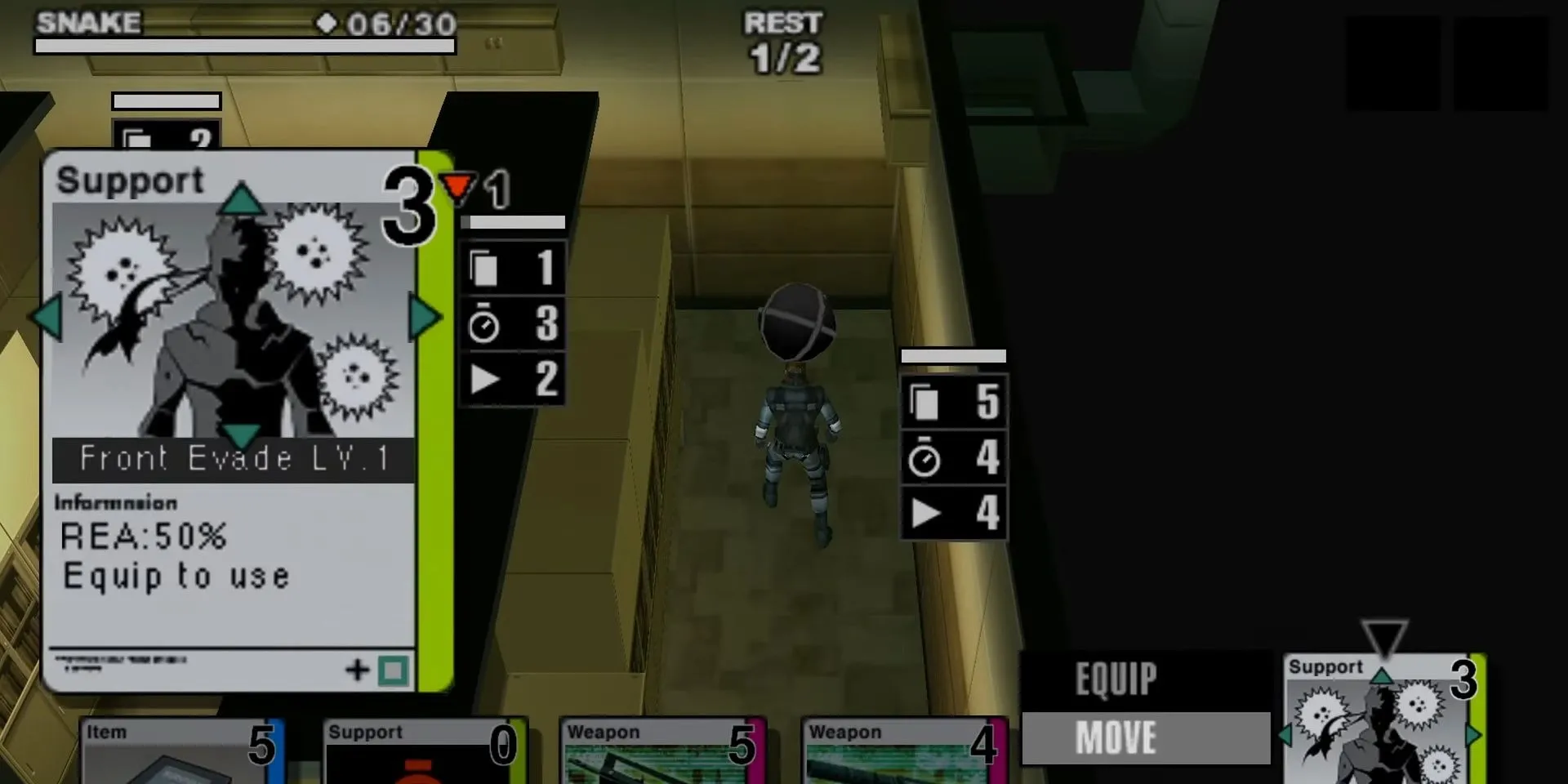 Chọn thẻ bài chiến thuật trong game Metal Gear Acid trên PSP