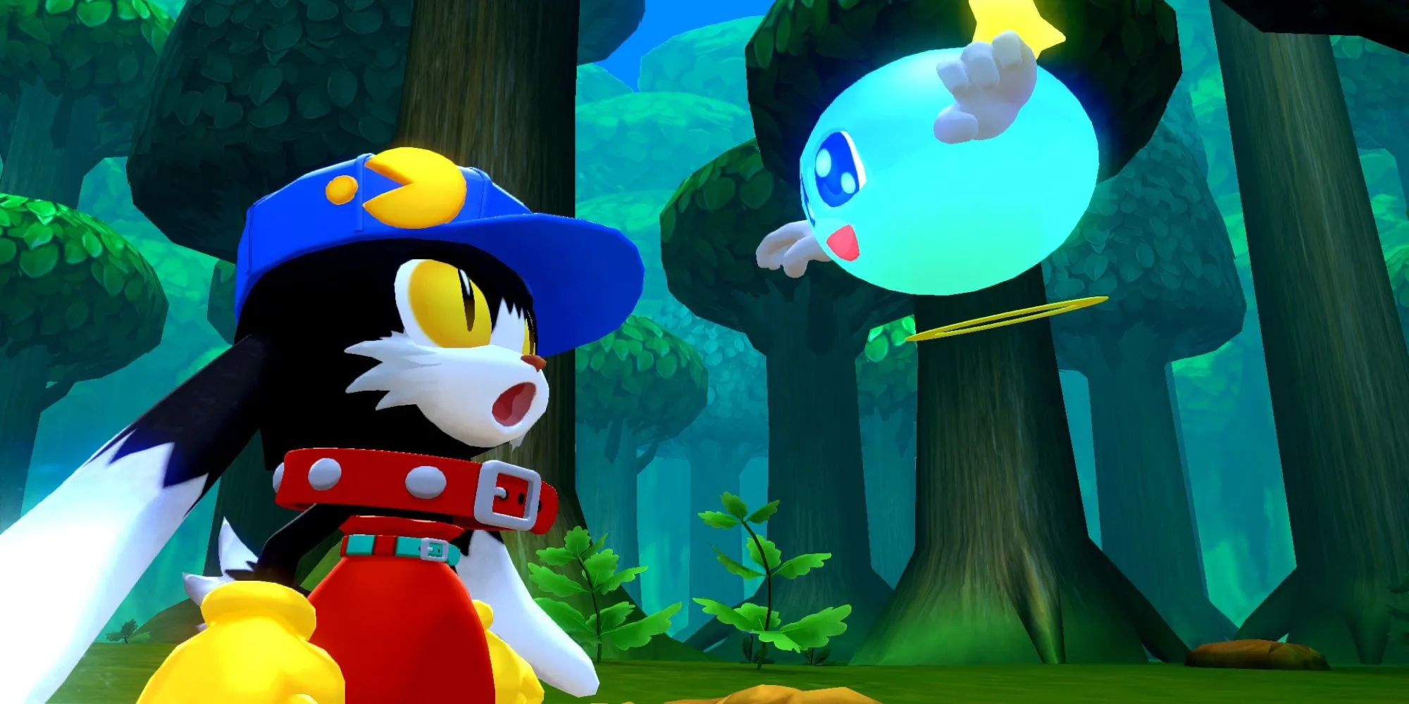 Chú mèo Klonoa vui vẻ chạy nhảy trong màn chơi đầy màu sắc của game Klonoa: Door to Phantomile trên PS1