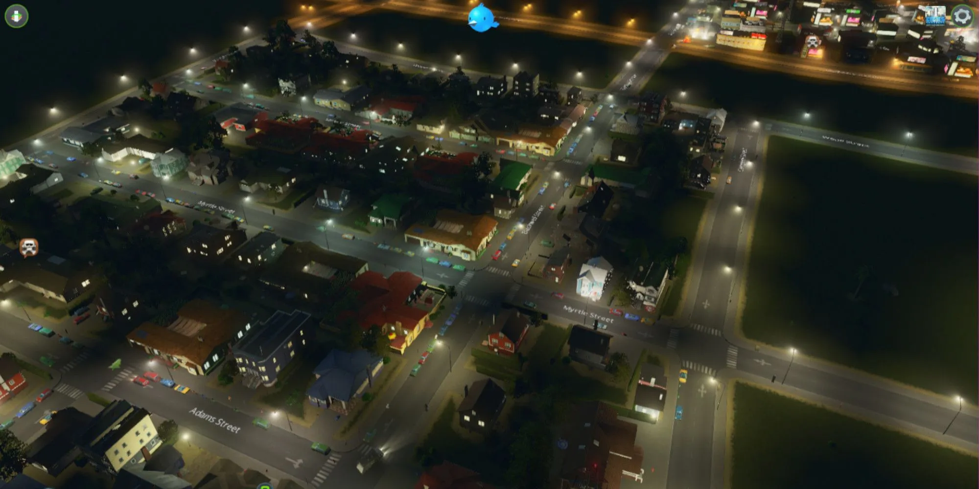 Cities: Skylines city view at night time