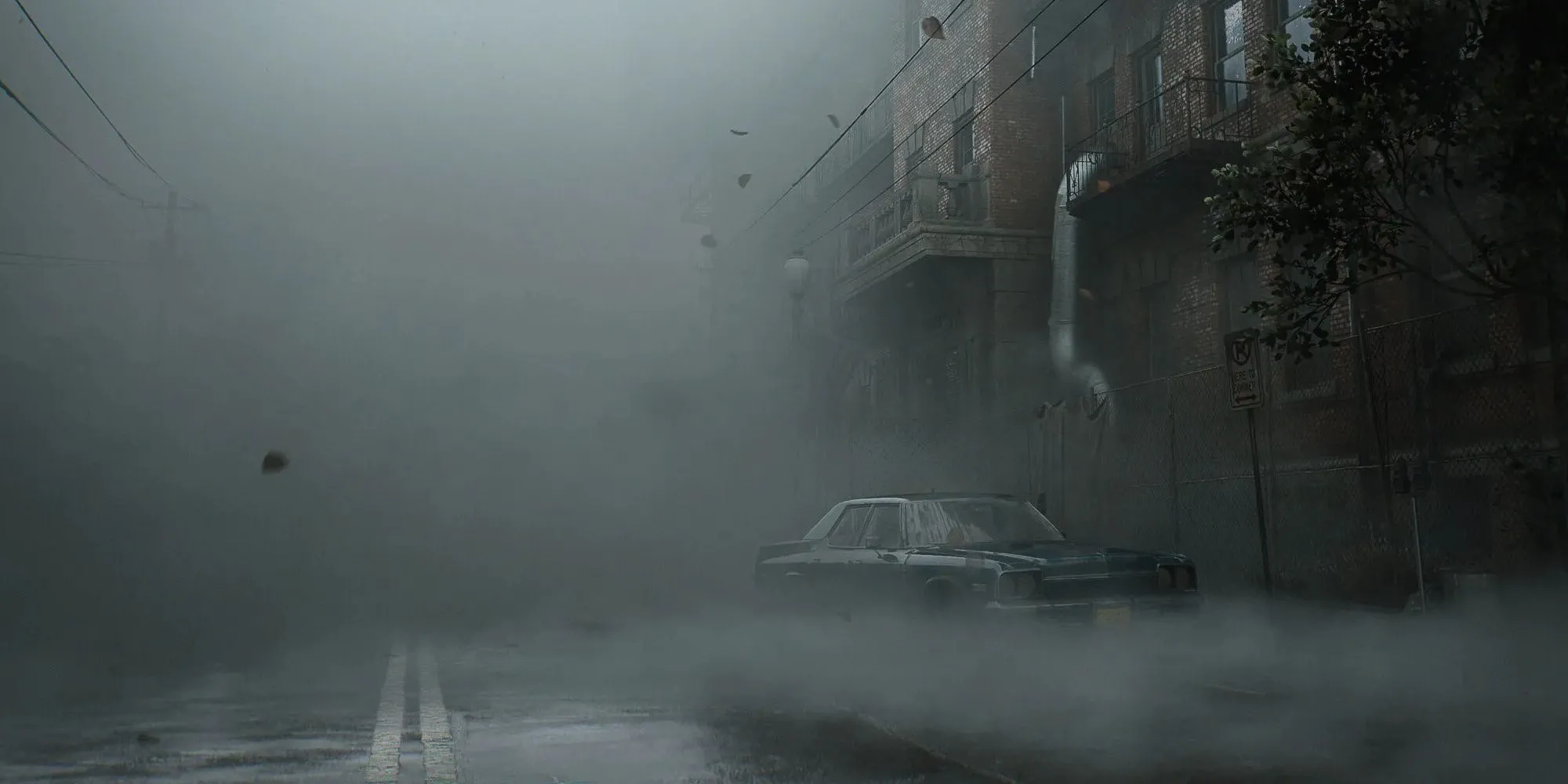 Con đường vắng vẻ và đầy sương mù tại thị trấn Silent Hill