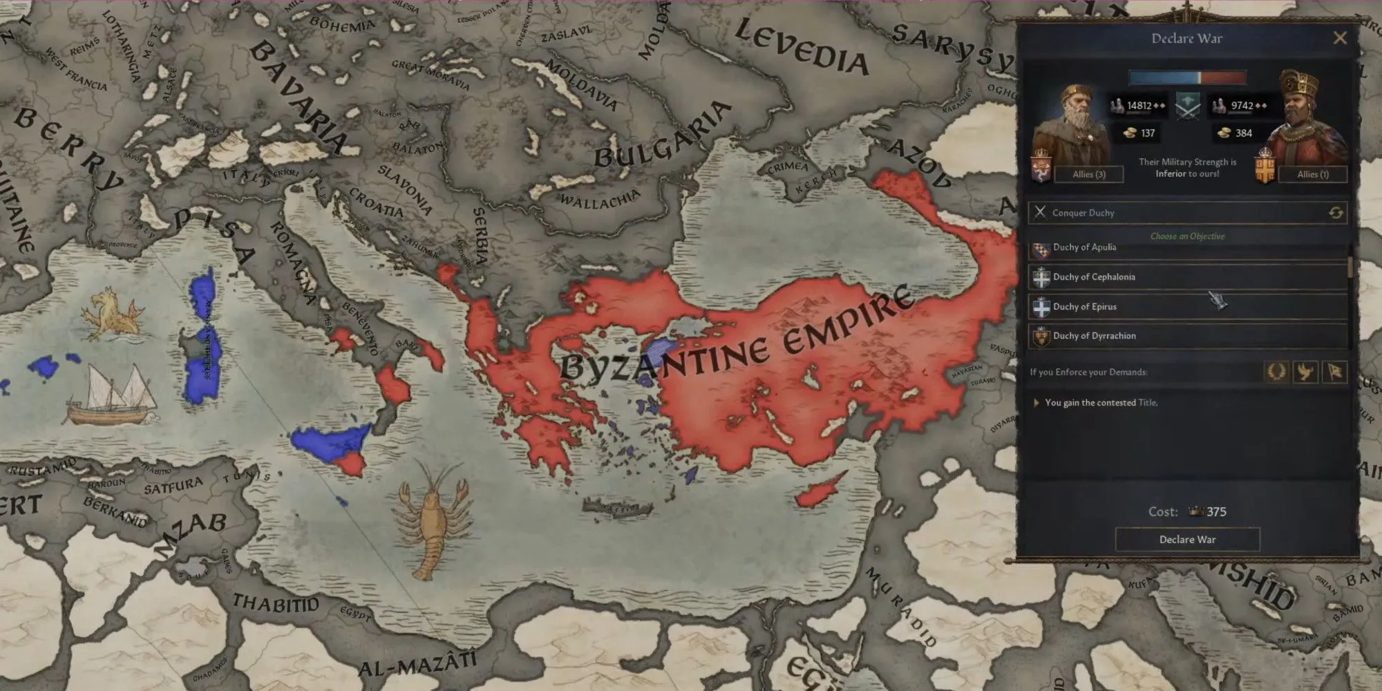 Crusader Kings III character declaring war