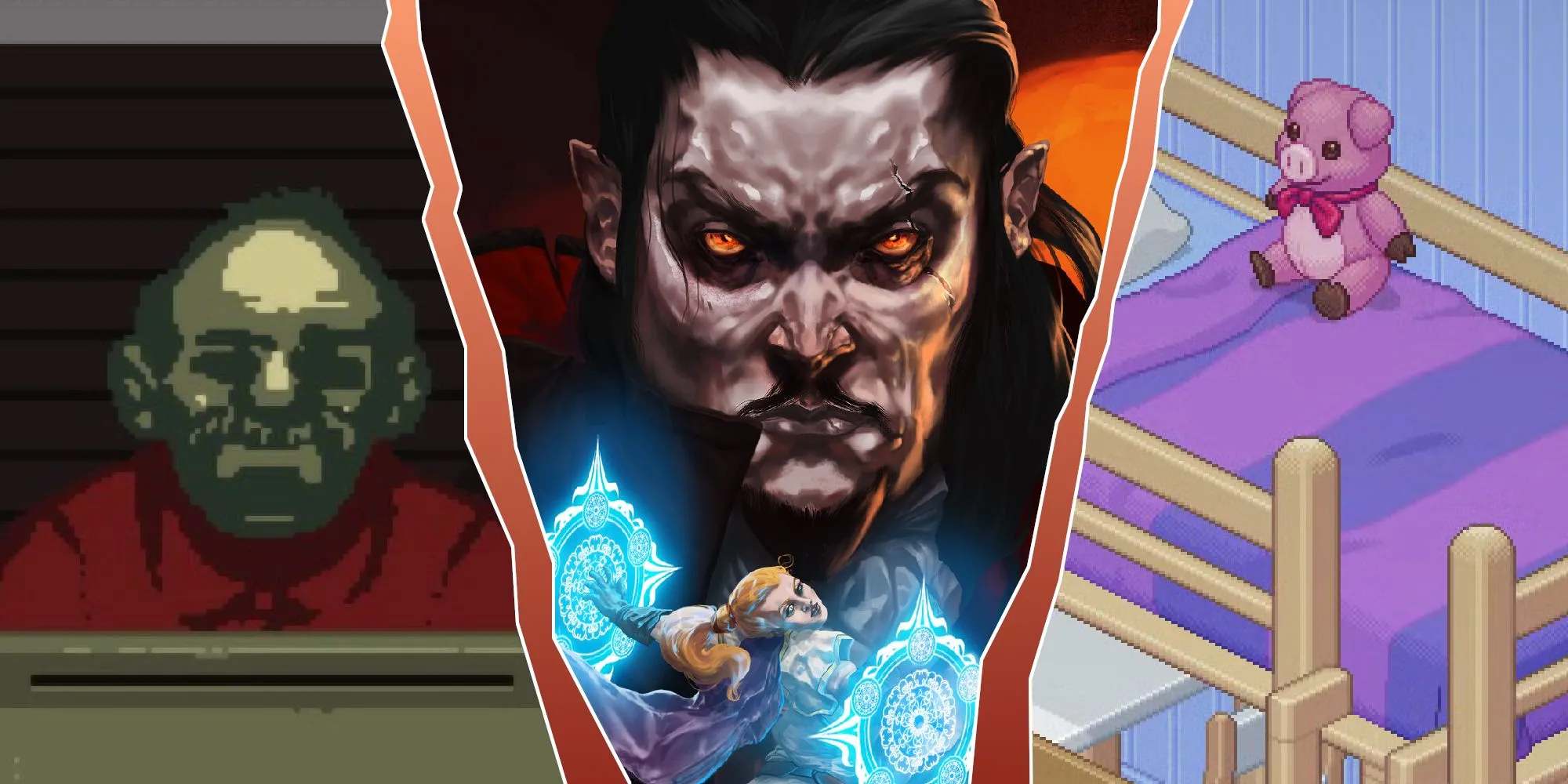 Danh sách các game indie RPG hay nhất: Hình ảnh minh họa game Papers, Please, Vampire Survivors và Unpacking